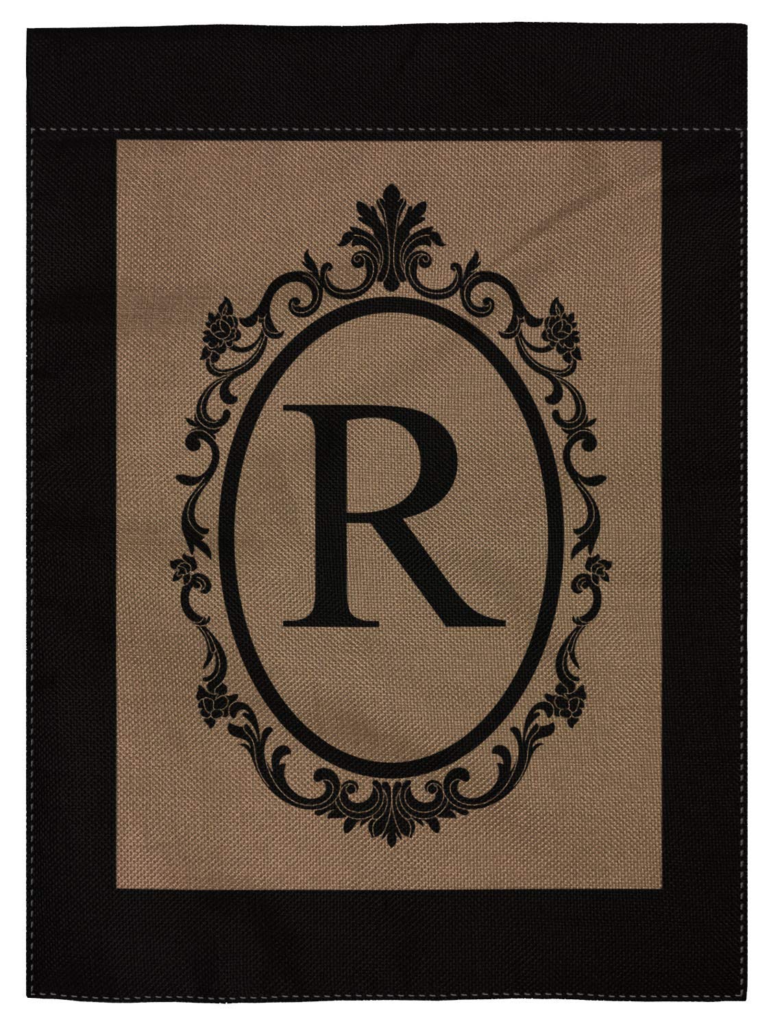 pingpi R Monogram Double-Sided Burlap Garden Flag - 12.5" W x 18" H