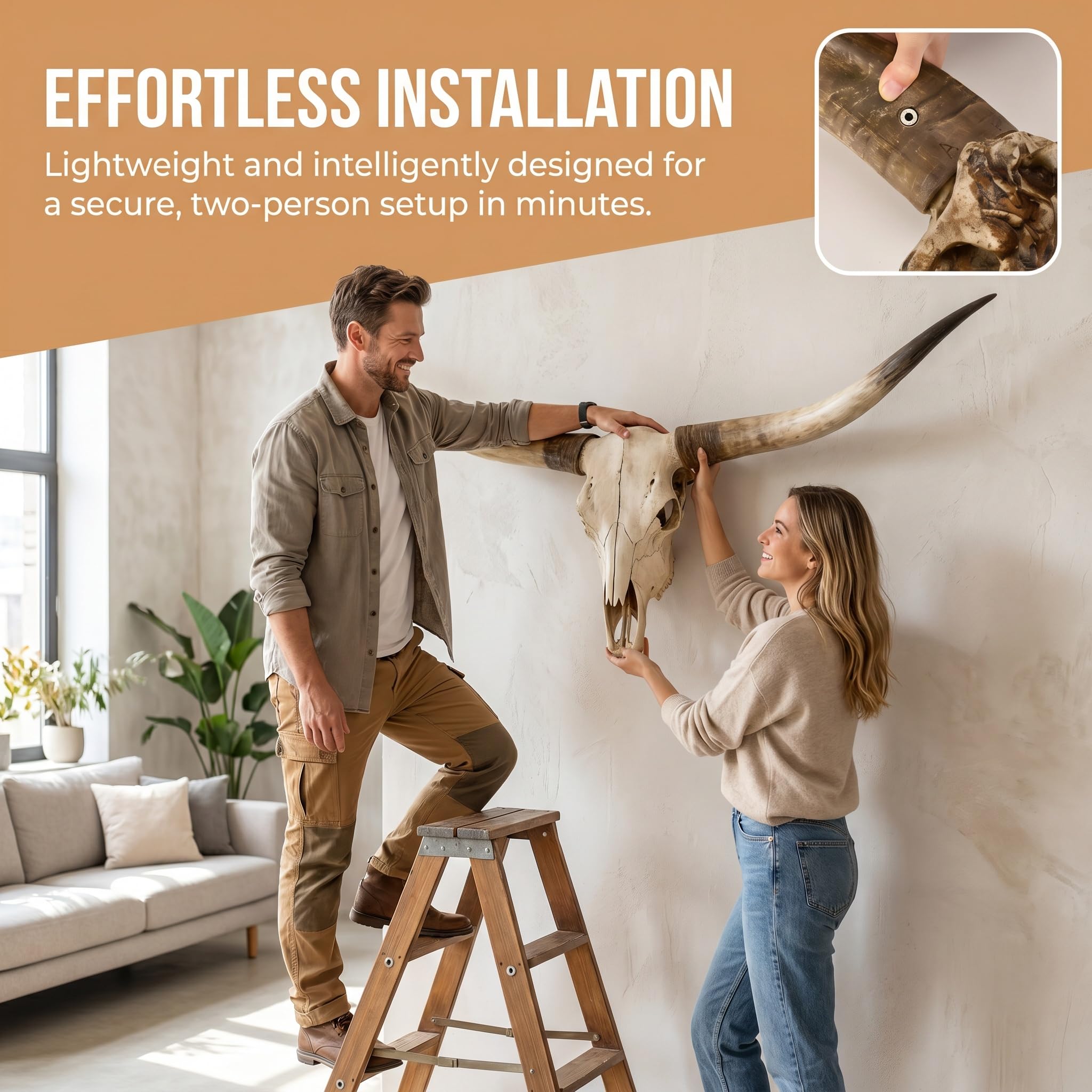 Decoración de Pared: Cráneo de Longhorn de 70 Pulgadas