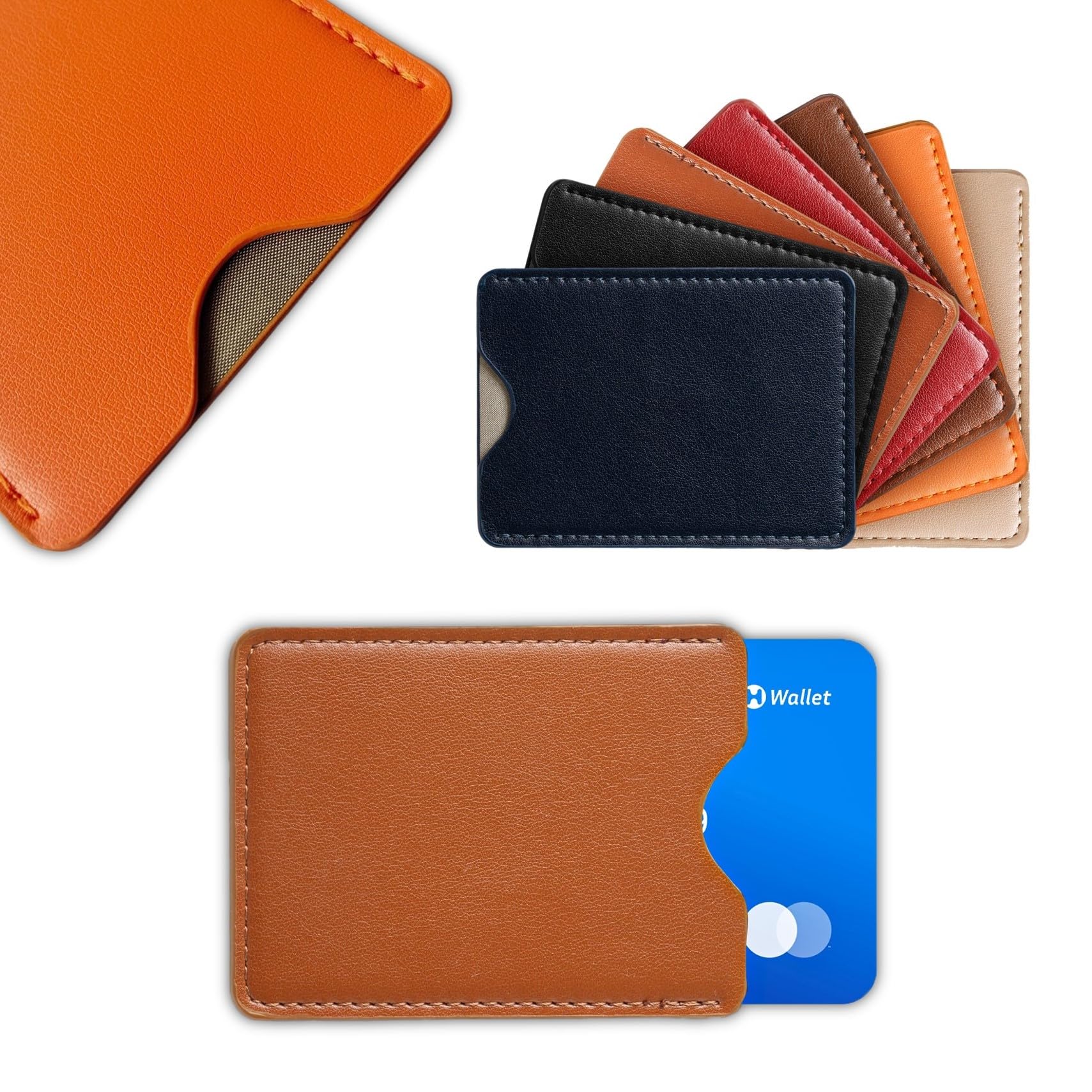 RFID blocking sleeves Universal for travel and business, 7 Pcs Multicolor Luxury Leather Credit Card Cover Protect Cards from Electronic Theft, social
