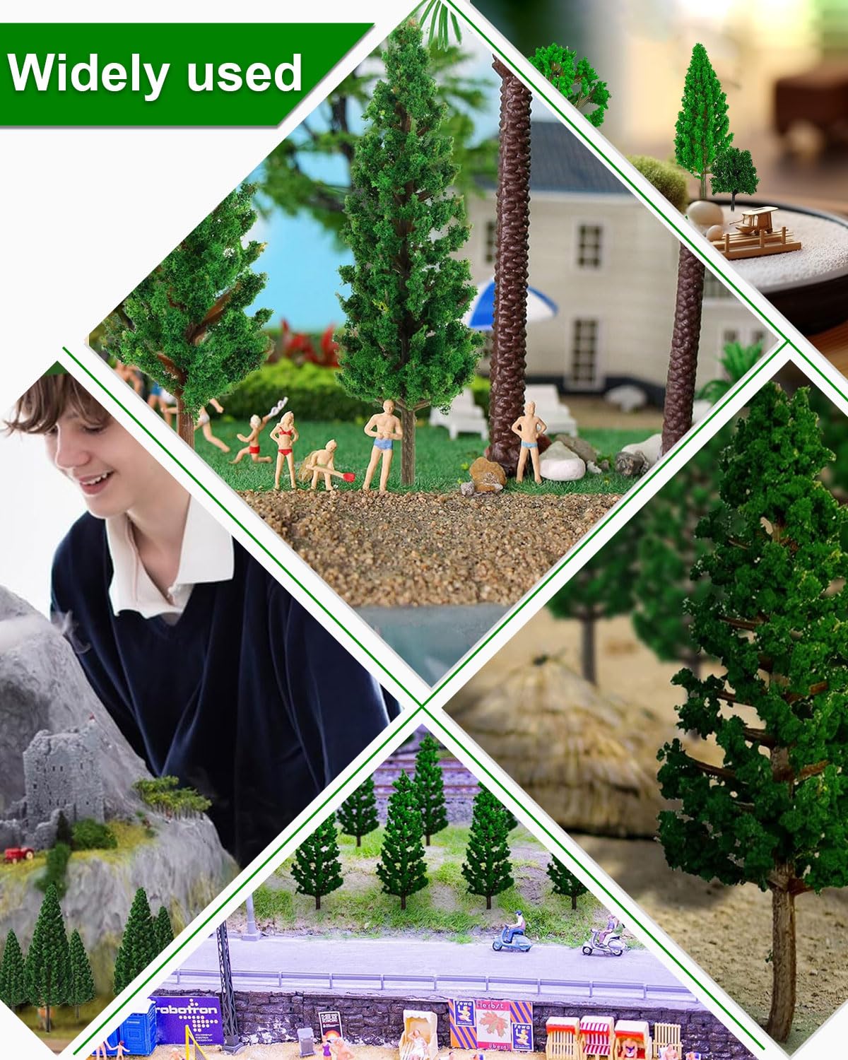 Modello Misto Alberi, 15 pcs,Basi per Diorama, Alberi di Plastica per Progetti,Modello Alberi in Miniature,Alberi Modello, per Diorami, Alberi Modellismo,4-12 cm