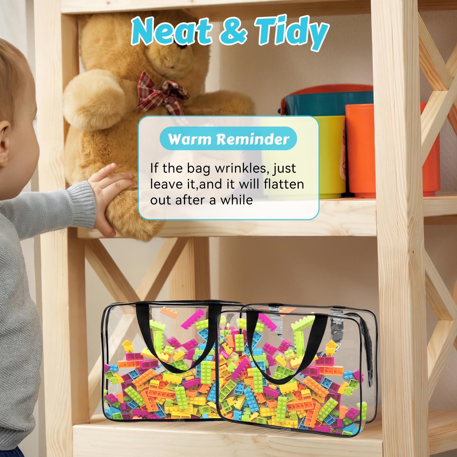 Toy Storage Large Lego Bag Lego Storage 4-Pack Clear PVC Toy