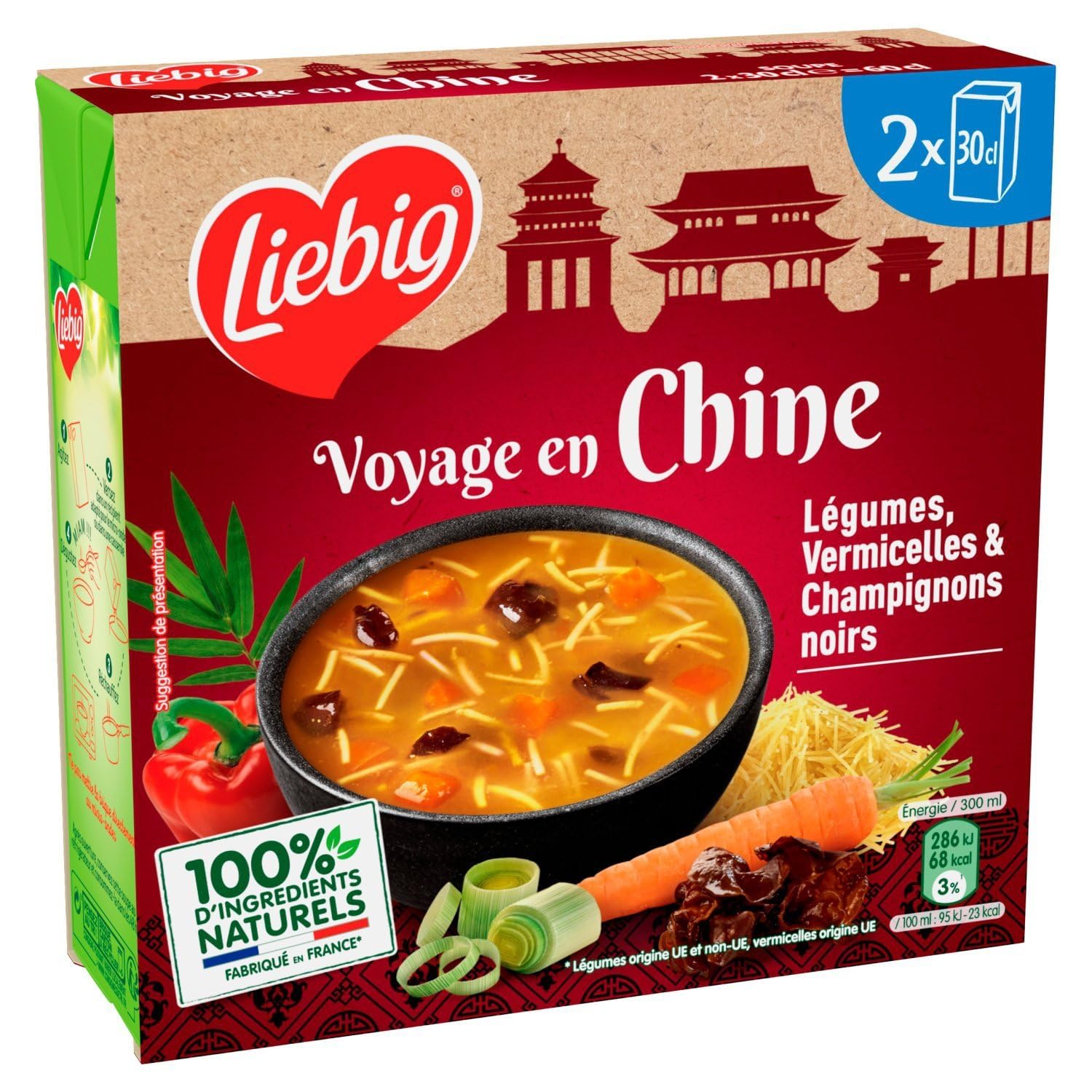 LIEBIG - Soupe Velouté Carotte Oignon Céleri, Savoureuse et Onctueuse, Lot de 2 Briques 2x30cl - Lot De 4