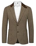 Mens Herringbone Blazer Vintage Tweed Wool Blend Sport Coat Jacket