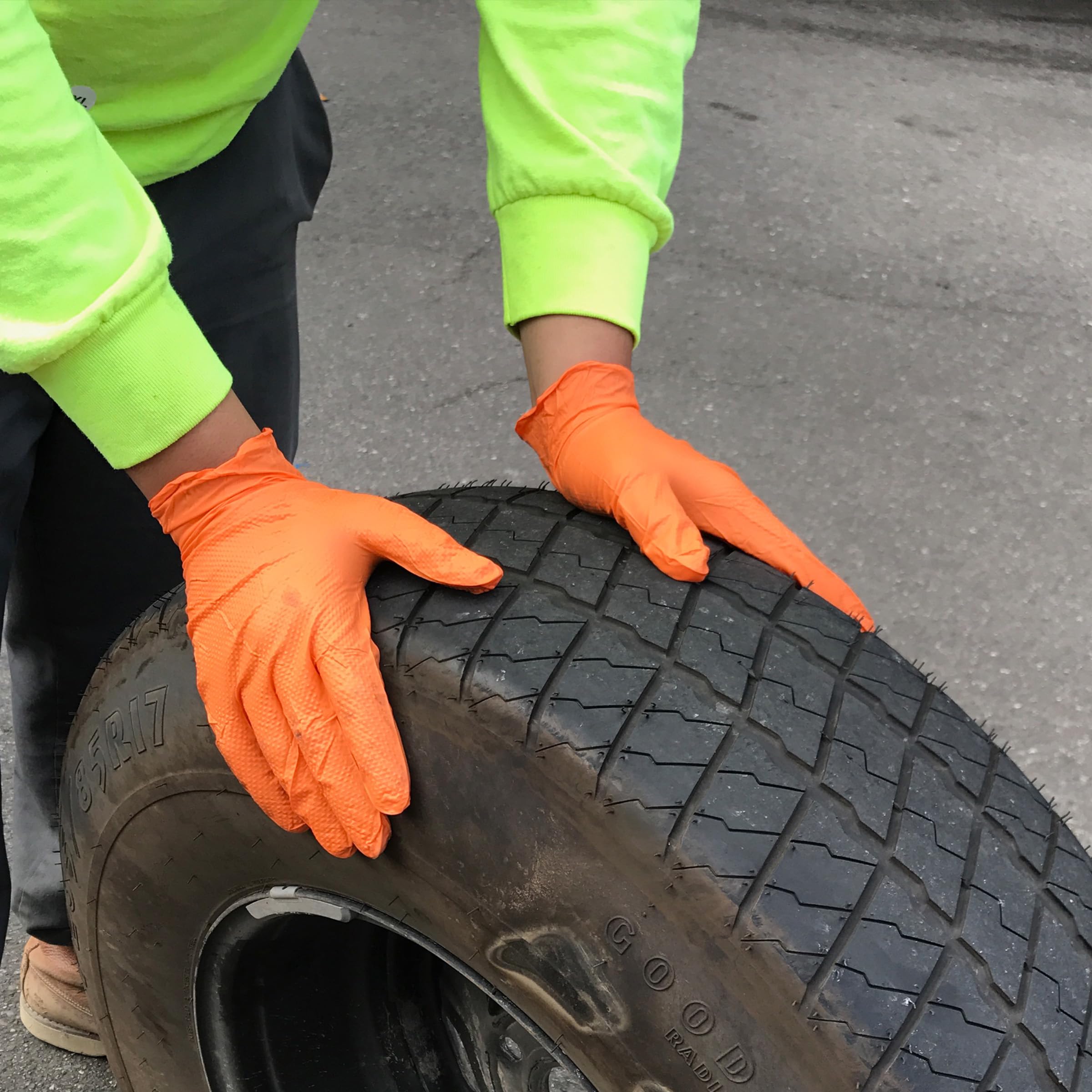 adenna Catch 8 mil guantes de nitrilo sin polvo (naranja) caja de 100, L, naranja, 100