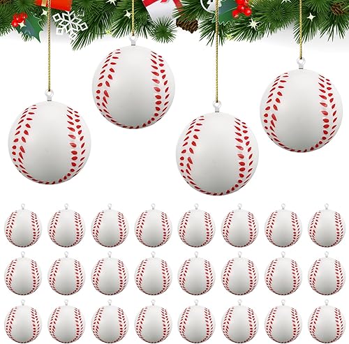 Miniatura 7 de Remuuly 24 adornos de bolas deportivas de Navidad de 2.5 pulgadas, adornos de bola de Navidad de fútbol de poliuretano, adornos decorativos de