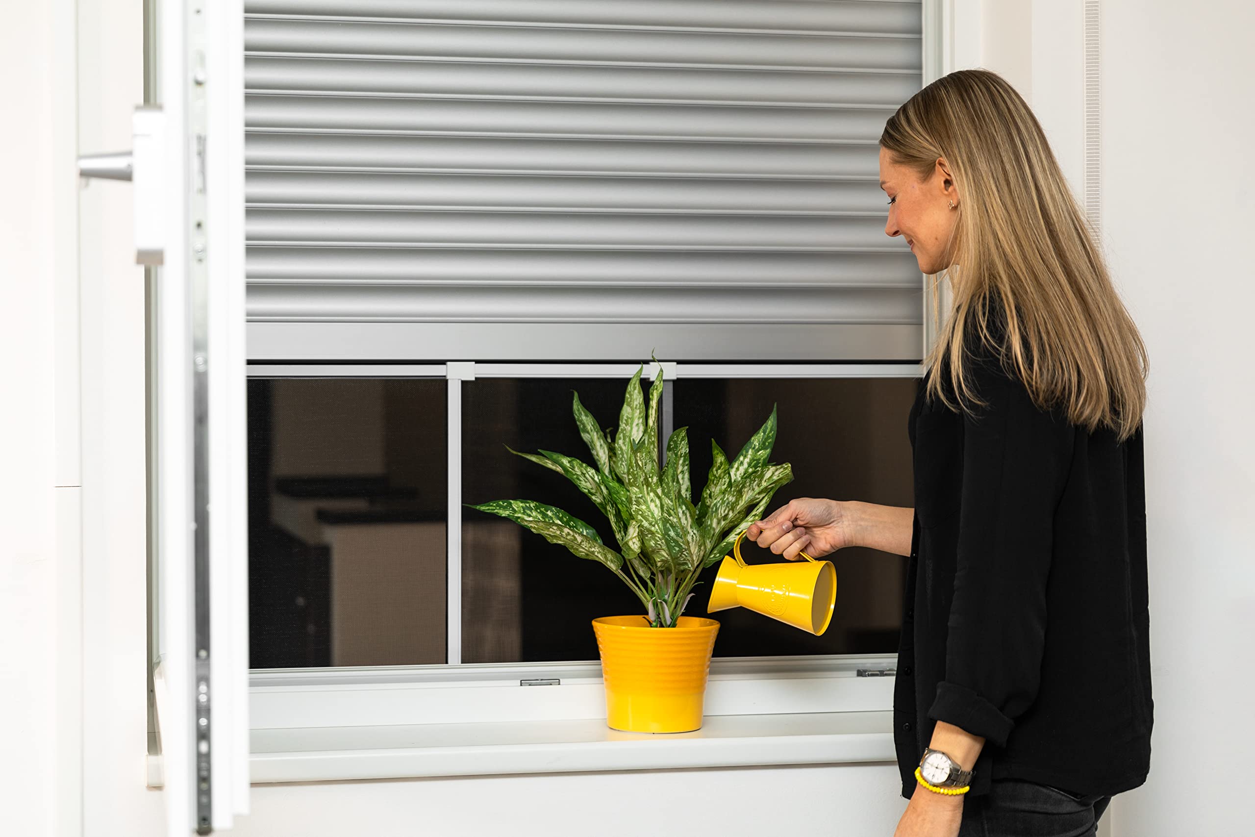 Schellenberg 50812 Protección antiinsectos corredera para Ventanas con persianas (máximo 193 x 75 cm) blanco