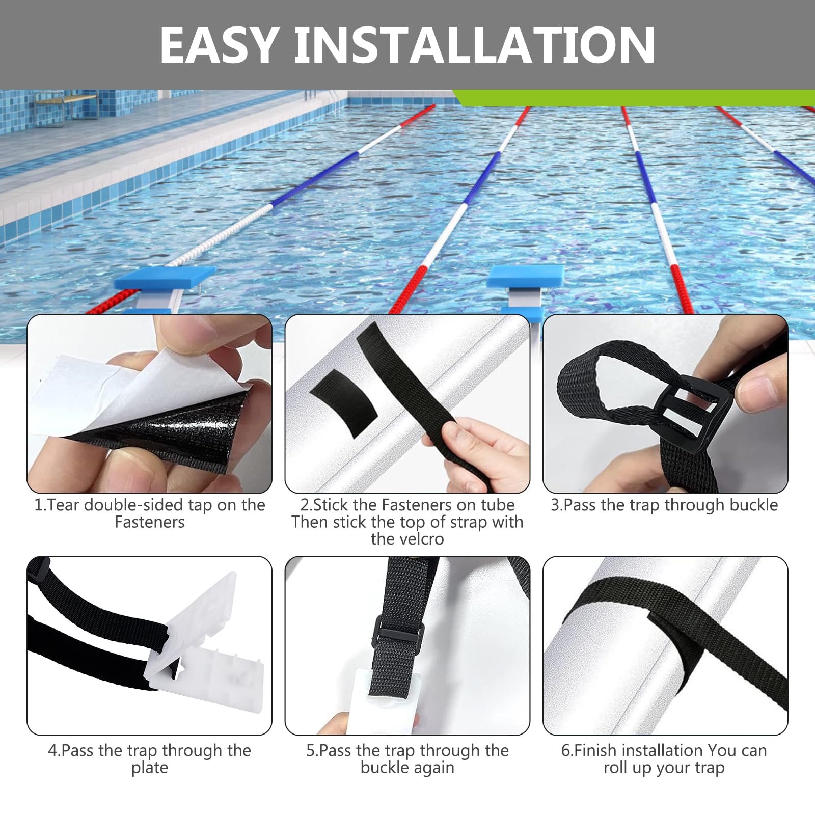 Lot De 8 Kit De Fixation pour Bâche Solaire De Piscine, Rouleaux De Film Solaire pour Piscine, Rouleaux De Fixation pour Film Solaire, Kit Sangles Bobine pour Piscine Universelle dans Le Sol