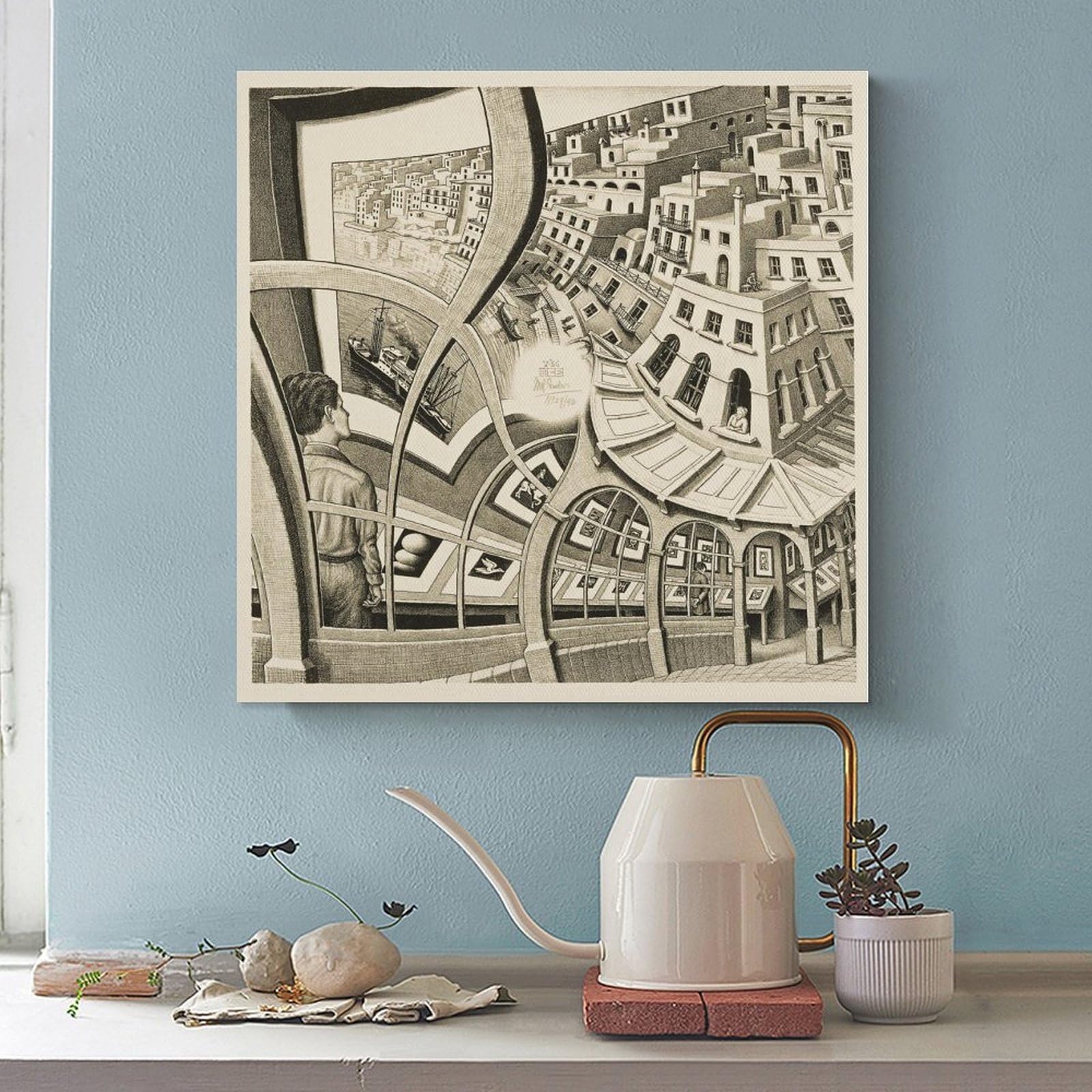 WCYB Stampa galleria di M.C. Escher Stampe poster su tela Deco Dipinti Wall Art per ufficio 30,5 cm L x 30,5 cm W