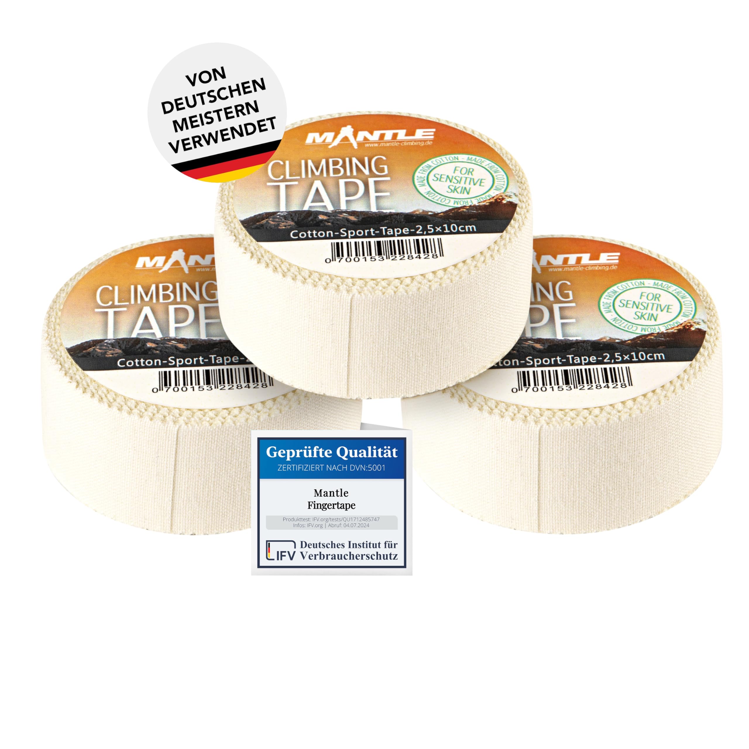 Mantle - Nastro per dita da 2,5 cm x 10 m, in diverse confezioni, per arrampicata, arti marziali, pallavolo, pallavolo, pallacanestro, sport