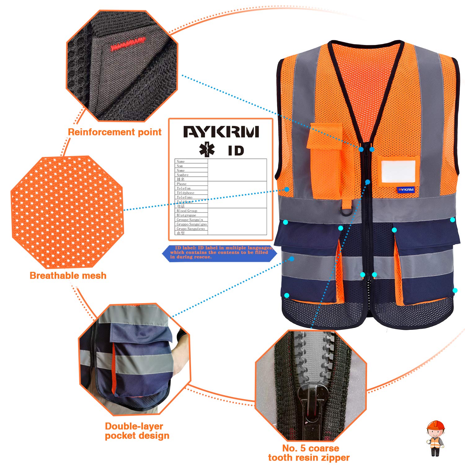 A-SAFETY Pink Safety Vests for Women,Working Safety Vest with Reflective Strips,Medium — view 128