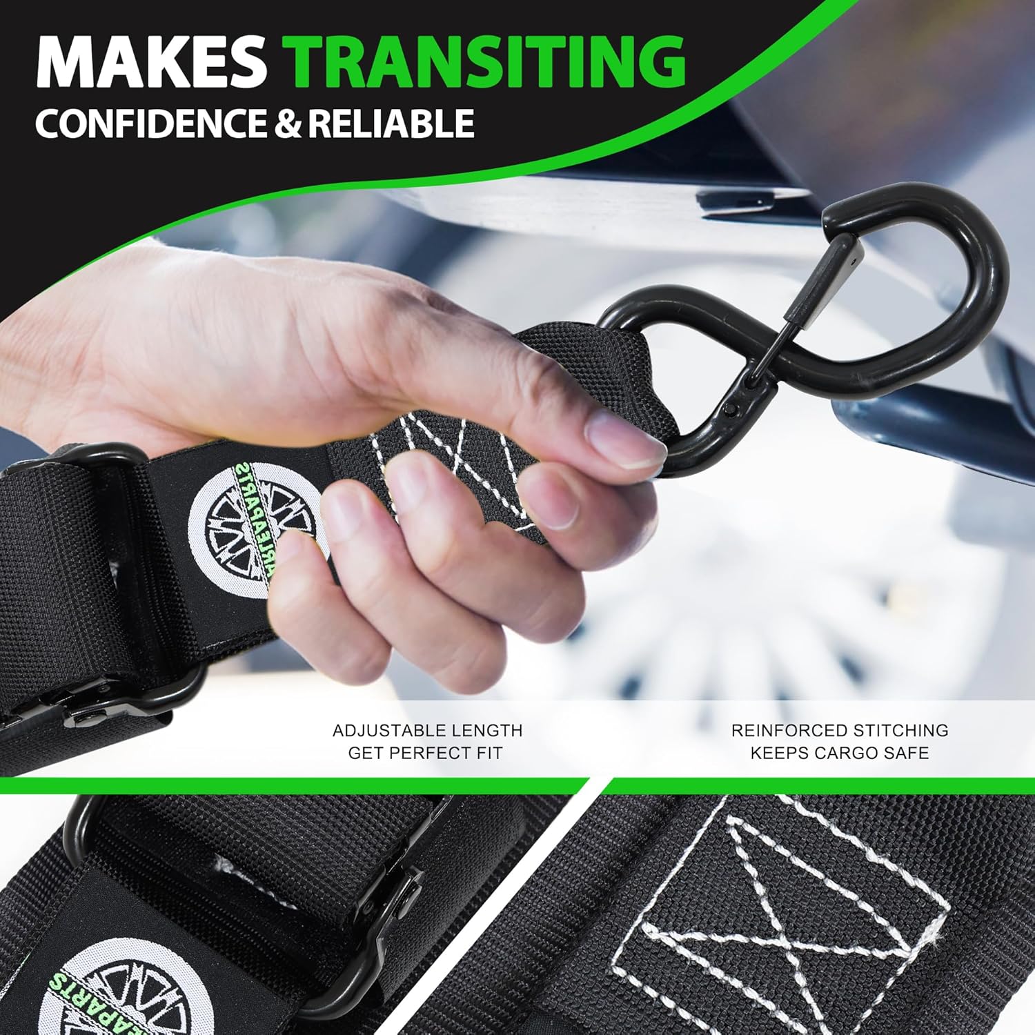 STARLEAPARTS Transom Tie Down Kits (2PK) -2" x 48" Boat Transom Straps - 1,200lb Break Strength Boat Straps for Trailer, Boat or Kayak Secure(Black) - Image 5