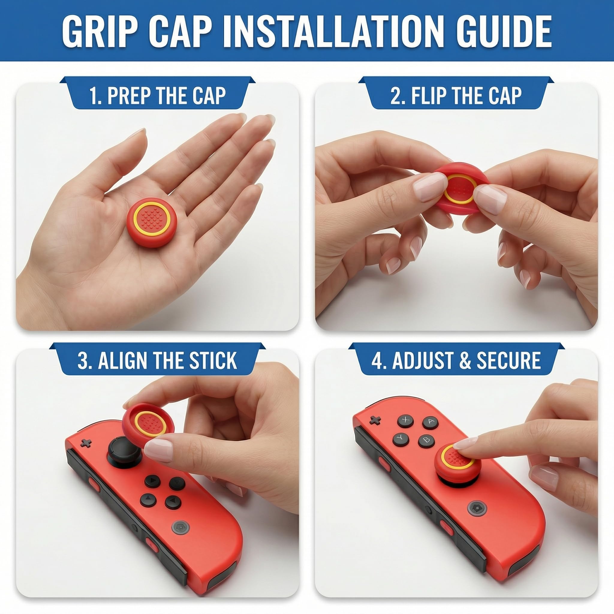 20PCS Optimized Silicone Thumb Grips & Joystick Caps for Nintendo Switch/OLED/Lite JoyCon Controllers Accessories | 10 Colors, Anti-Slip, Anti-Scratch & Enhanced Gaming Experience - 3