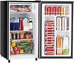 Sweetcrispy 3.2 Cu.Ft Mini Fridge with Freezer Small Refrigerator Single Door Adjustable Thermostat Energy-efficient Low Noise, Compact Fridge for Bedroom, Office, Dorm (Silver Door)