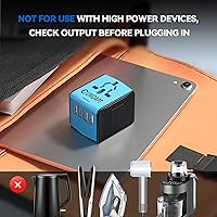 Vista 7 de Unidapt Adaptador de viaje universal, adaptador de enchufe internacional rápido 2,4A 4-USB enchufe de alimentación europeo, cargador de pared de CA