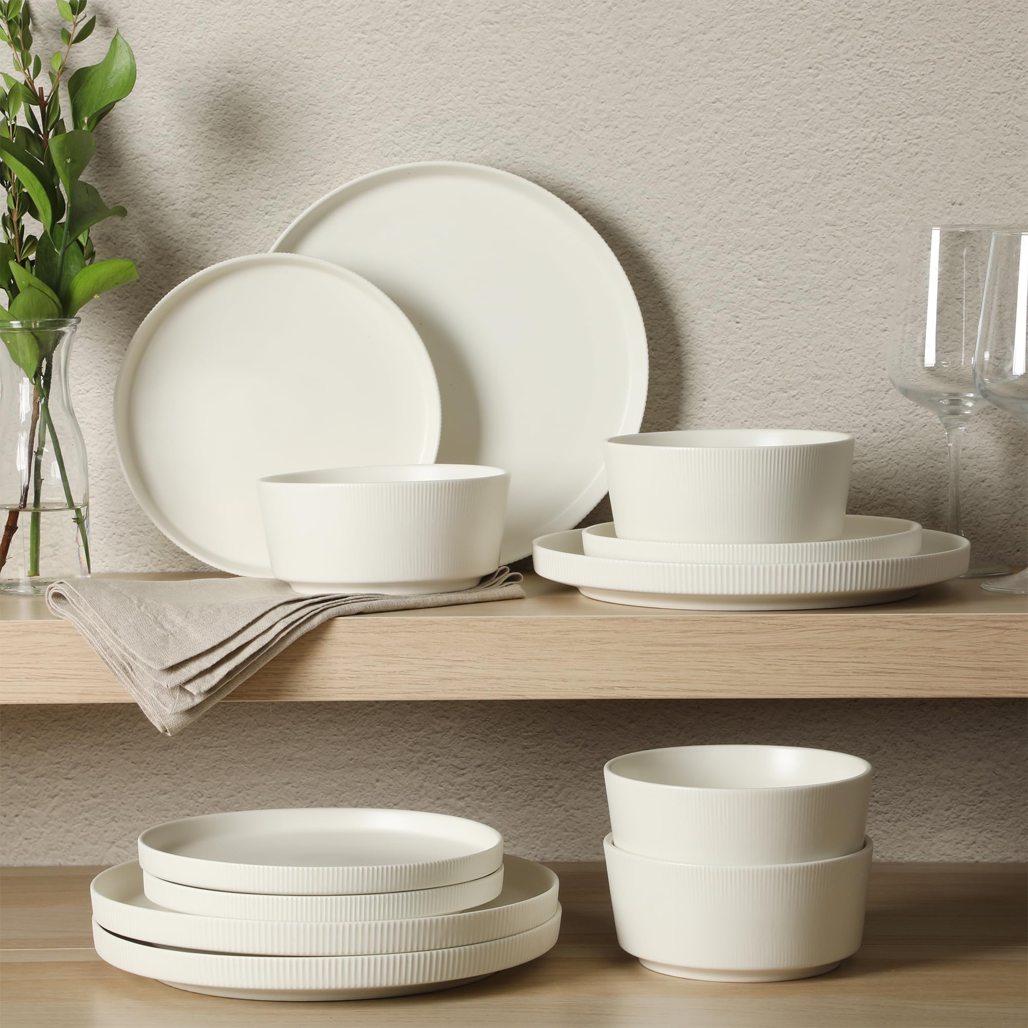 Amazon.com: Gibson Home Dempsey Road 12-Piece Stoneware Dinnerware