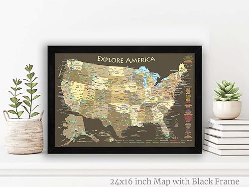 Miniatura 4 de USA Map - Rastreador de viaje con alfileres - 63 parques nacionales de Estados Unidos - Mapa de viaje de Estados Unidos - Mapa de viaje de edición
