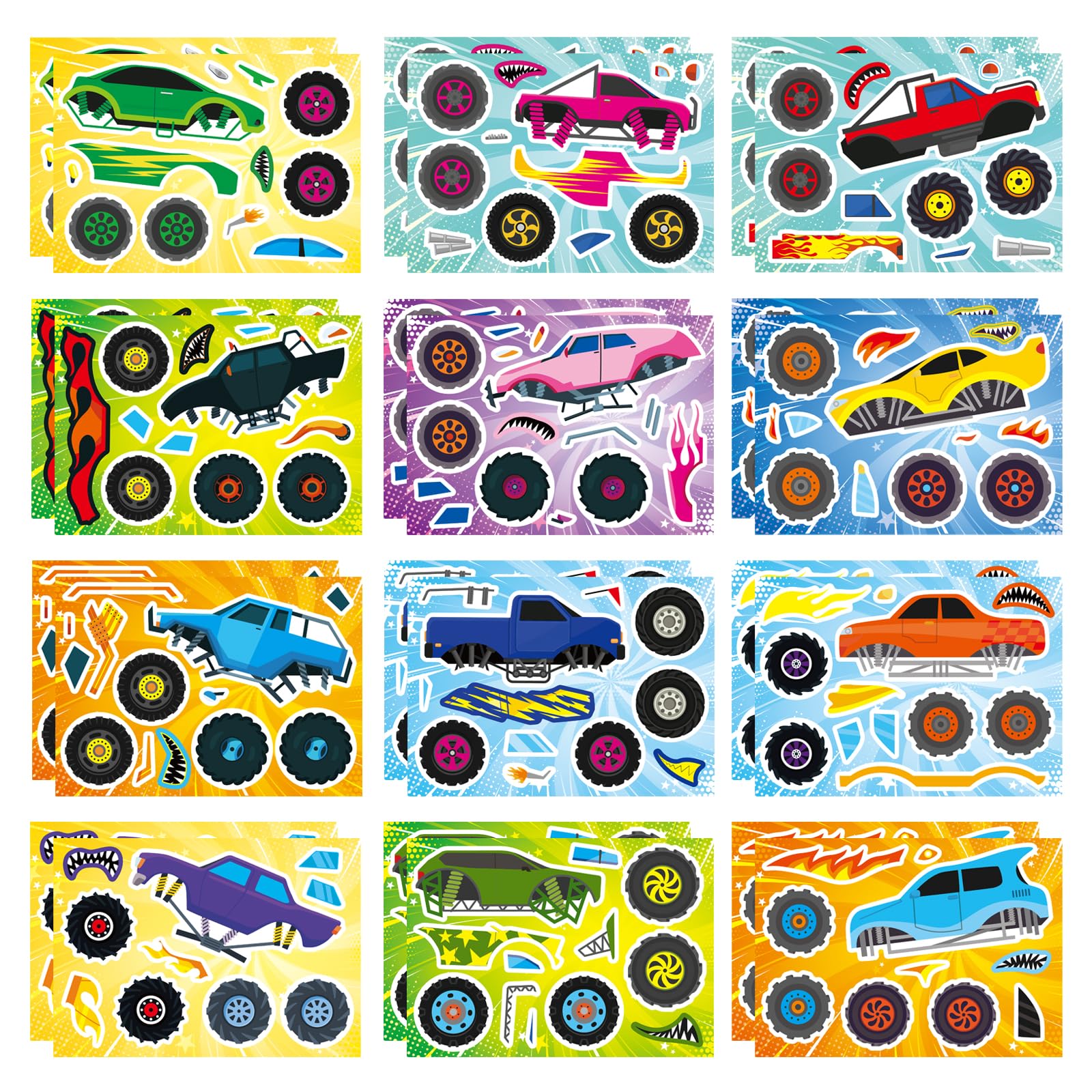 Monster Truck Sticker, Make Your Own Cartoon Car Stickers for Kid Toddlers