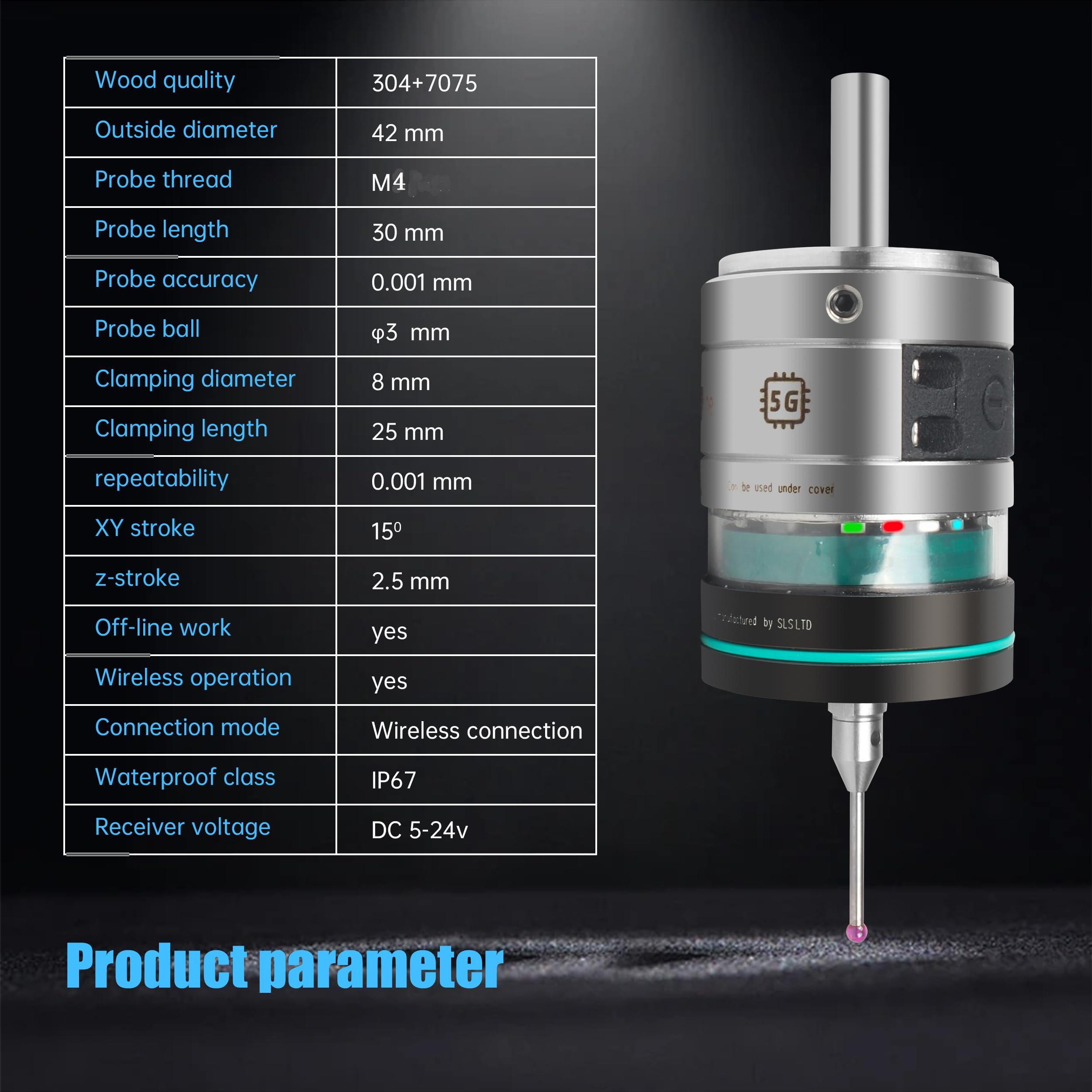Wyszukiwarka sond 3D z przewodami CNC, IP67 0,001 mm wykrywanie wyzwalacza o wysokiej dokładności, lokalizator frezarki obsługuje współrzędną XYZ, z rubinową igłą pomiarową