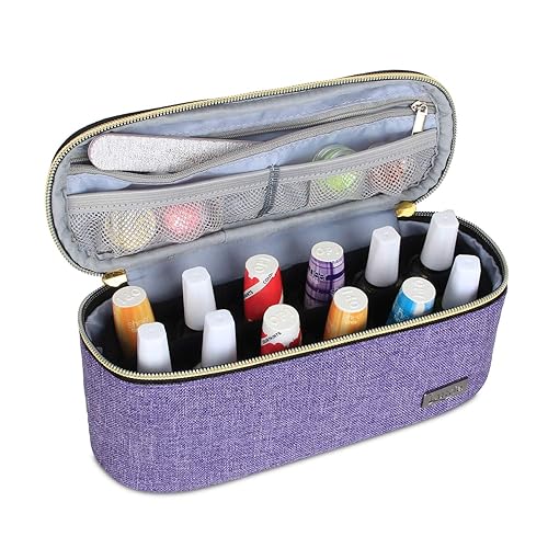 LUXJA Organizador de esmalte de uñas, capacidad para 12 botellas (0.5 onzas líquidas), estuche de esmalte de uñas para esmalte y herramientas