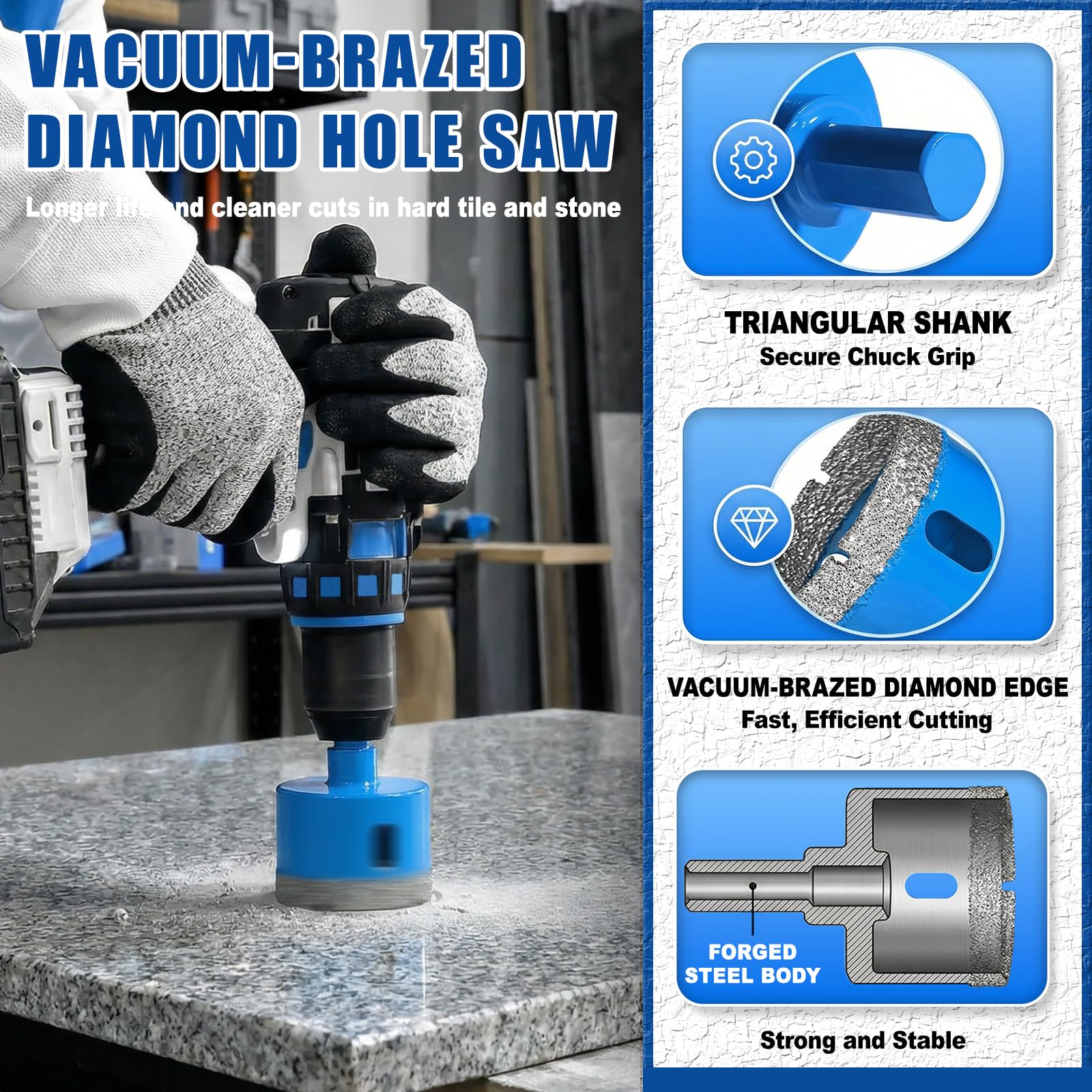 ZNXIMER 2-5/8 inch Vacuum Brazed Diamond Hole Saw Bit for Tile
