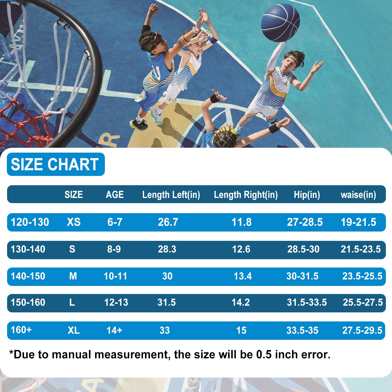 Ragazzi Una Gamba Pantaloni Leggings per Bambini Strato Base Sportivo a Una Gamba Calzamaglia da Basket t Atletica da Corsa Pantaloni con Biancheria Intima ad Asciugatura Rapida