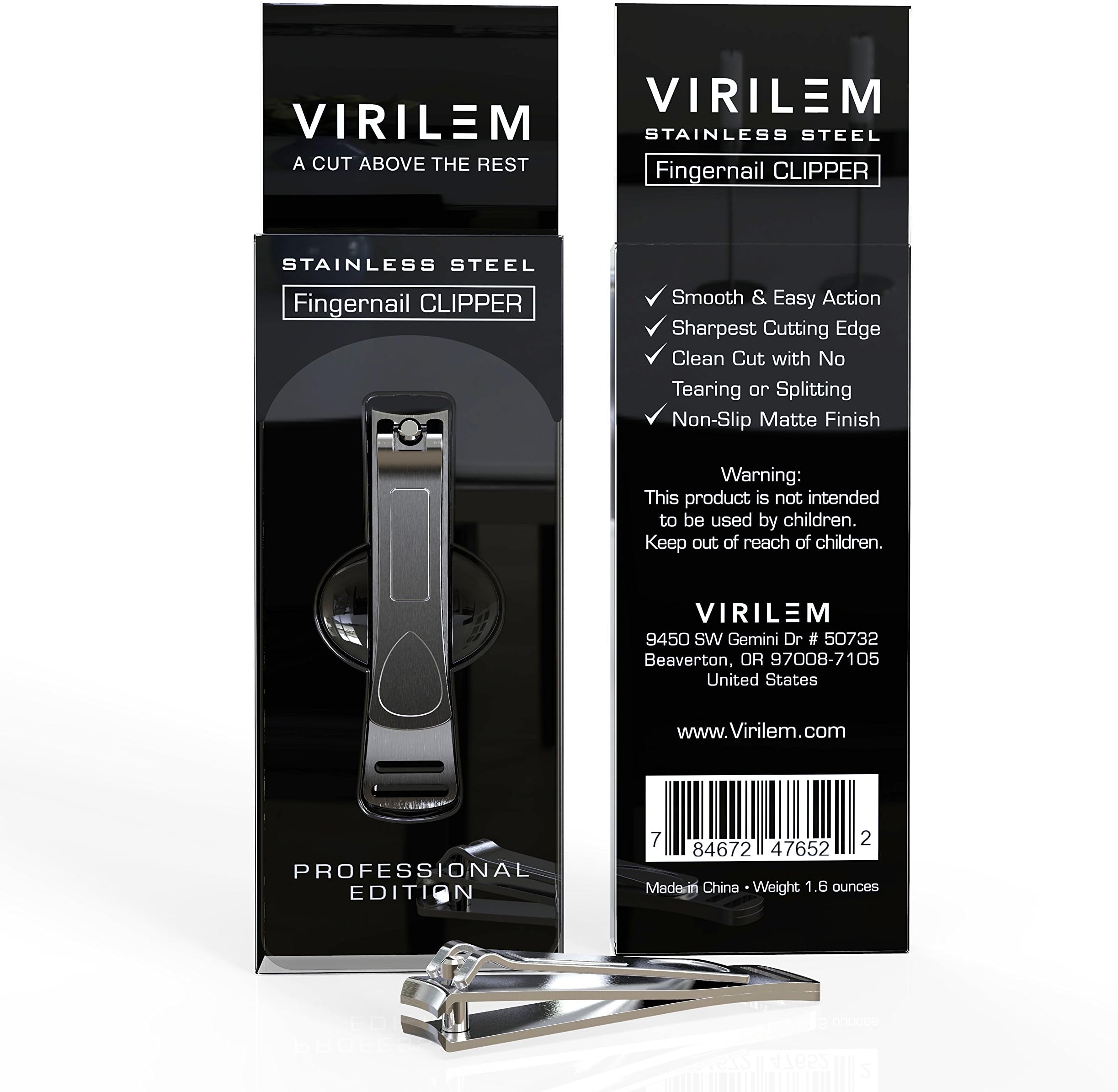 Virilem- Best Nail Clippers For Men – Fingernail Clippers For Men With Extra Strong Sharp Stainless Steel Cutting Edge That Cuts Through the Thickest And Strongest Nails Without Tearing –Anti Slip Matte Finish And Grip – Great Gift - Get Your Fingernail Clippers For Men Today With Lifetime Guarantee! Nail Clippers For Men By Virilem – The Discerning Man’s First Choice in Quality Grooming Products