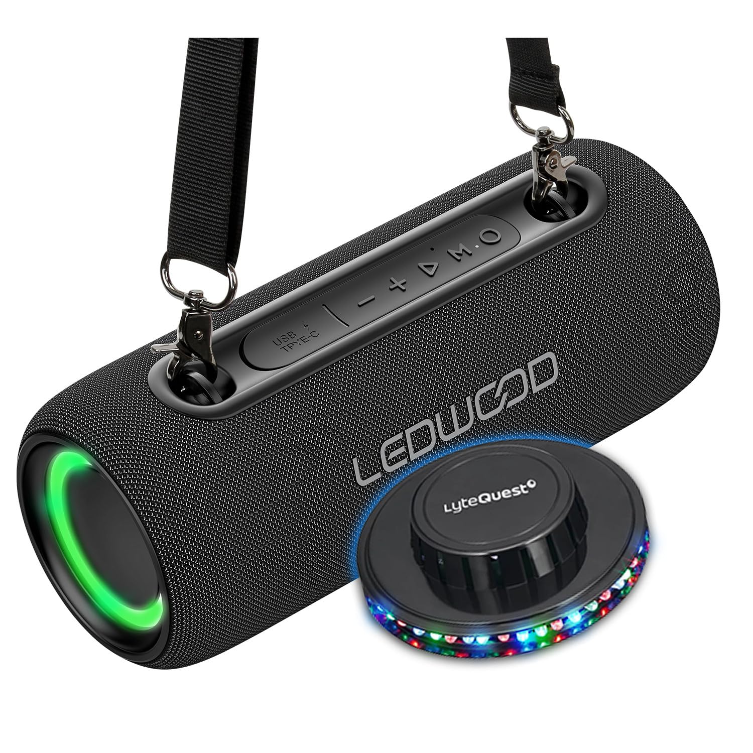 Enceinte Autonome HiFi 200W Ledwood XS200, Effet LED, Buetooth, IPX5, Assistant Vocal, 20W RMS, Batterie 2000mAh, Ovni