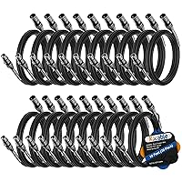 Vista 20 de Cable de micrófono XLR 1 pie, XLR macho a hembra, cable de micrófono equilibrado de 3 pines, cable de altavoces blindado, conectores de aleación