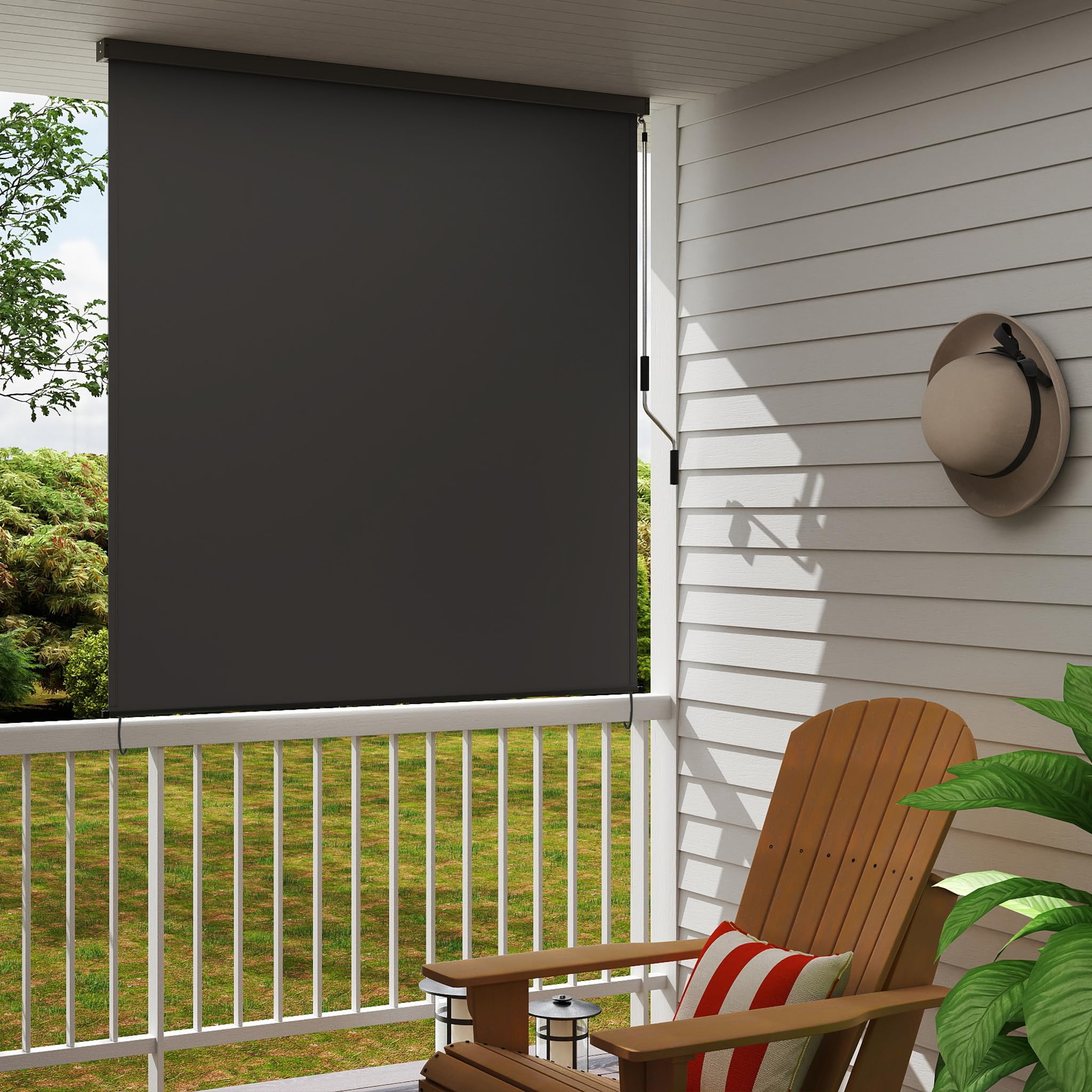 FIVMEN Store extérieur vertical 180 x 250 cm - Résistant aux intempéries - Protection solaire avec manivelle - Protection solaire - 180 cm de large - Protection contre les regards indiscrets - Pour