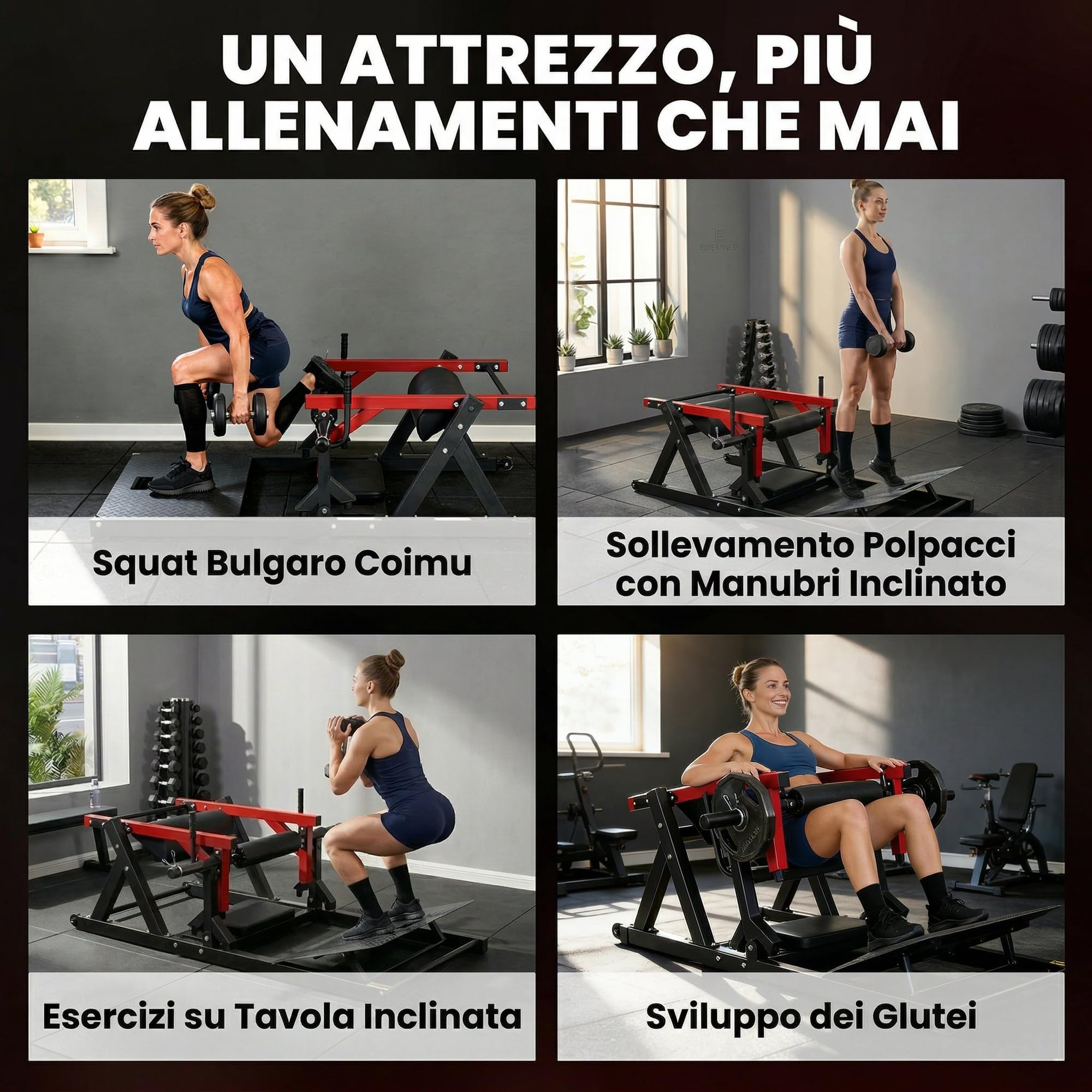 SPORTNOW Macchina Hip Thrust, Macchina per Glutei con Porta Pesi, Pedana Regolabile, Cuscini, Trainer per Glutei Multifunzione con Ruote, Capacità 270 kg, Allenamento Gluteo Addominali Casa Palestra