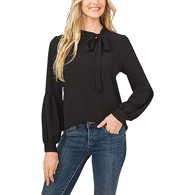 CeCe Long Sleeve Blouse w/ Neck Tie rich black