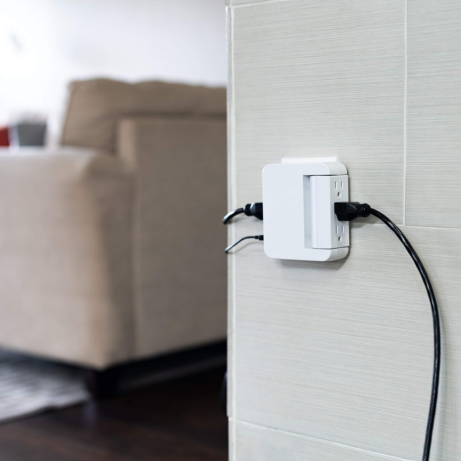 GE Pro Side-Access Swivel Surge Protector, 2 Pack, 5-Outlet Extender with 2 USB Ports, Wall Tap Adapter, Charging Station, 3-Prong, 560 Joules, 2.4 AMP/12 Watt, UL Listed, White, 55246
