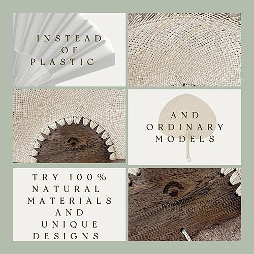 Miniatura 6 de Abanico De Mano - Abanico De Mano - Abanico De Mano - Abanico De Mano - Palma de paja bohemia, recuerdo de boda, decoración de pared, accesorios de