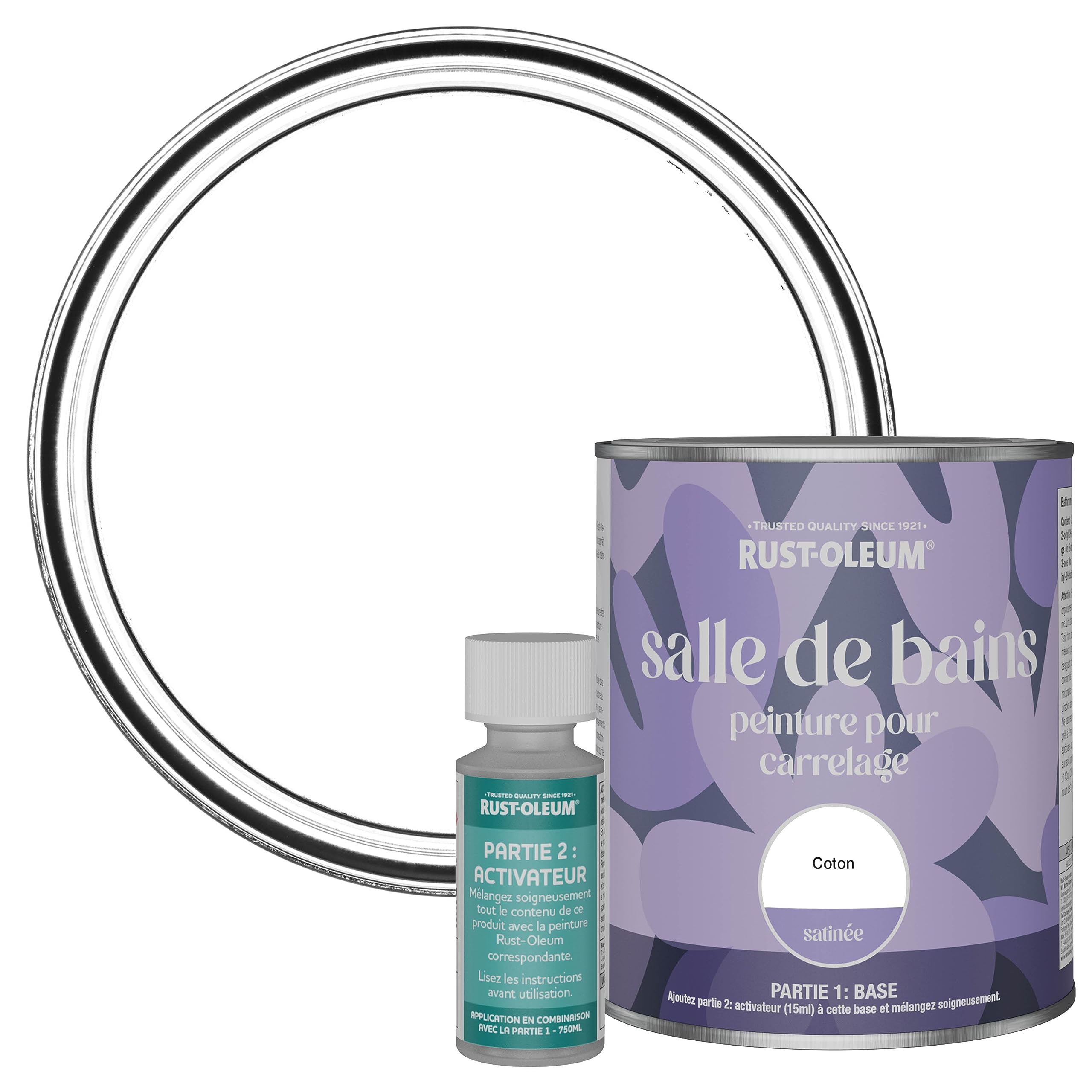 Rust-Oleum Peinture Blanche Résistante à l'eau pour Carrelage de Salle de Bain, Finition Satinée - Coton 750ml