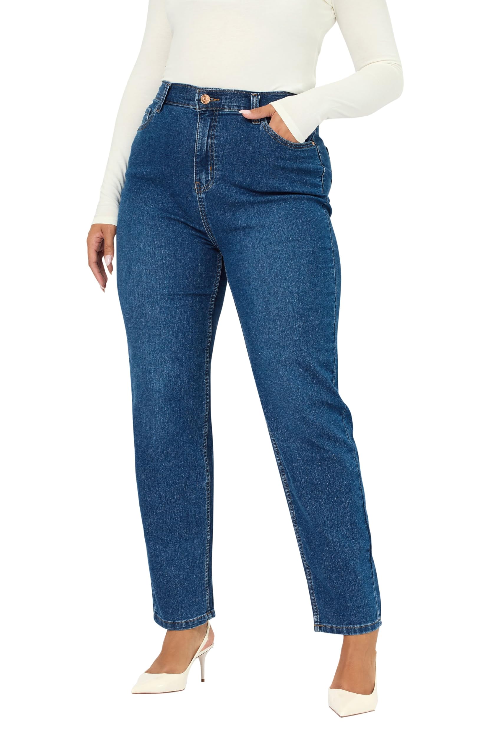 Yours Women's Straight Leg RUBY Jeans in Blue | Size: 16R
