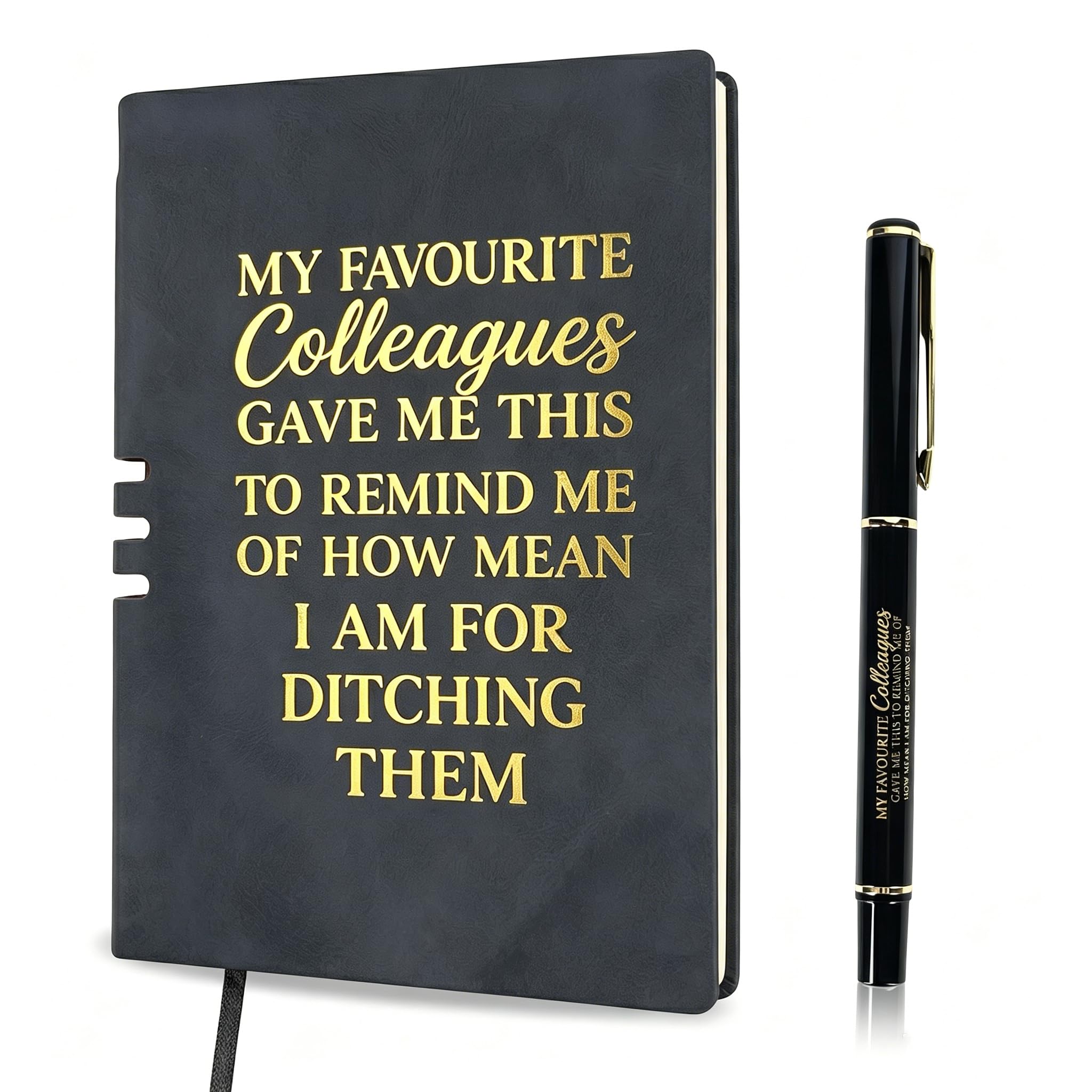 Mitibet Leaving Gifts for Colleagues, Coworkers, Teachers, Thank You Farewell Gift for Men, Women, Black Leather A5 Notebook and Pen Set, 2 Pcs Office Stationery Set