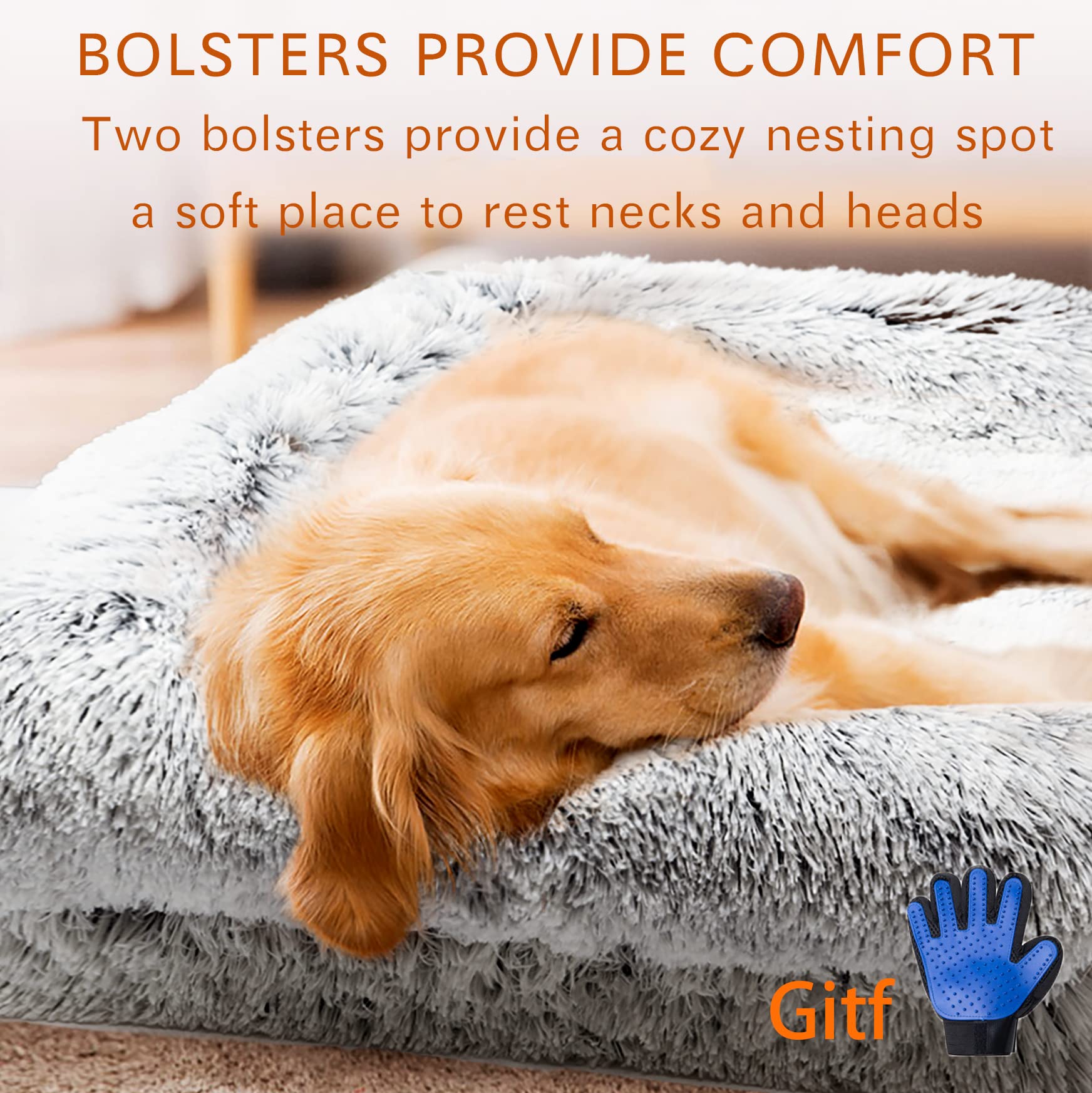 Tinaco Plush Orthopedic Pet Sofa Bed for Small, Medium, and Large Dogs and Cats; Keep Warm in The Winter; Perfect Indoors, Outdoors or in The Car (Large, Light Gray)