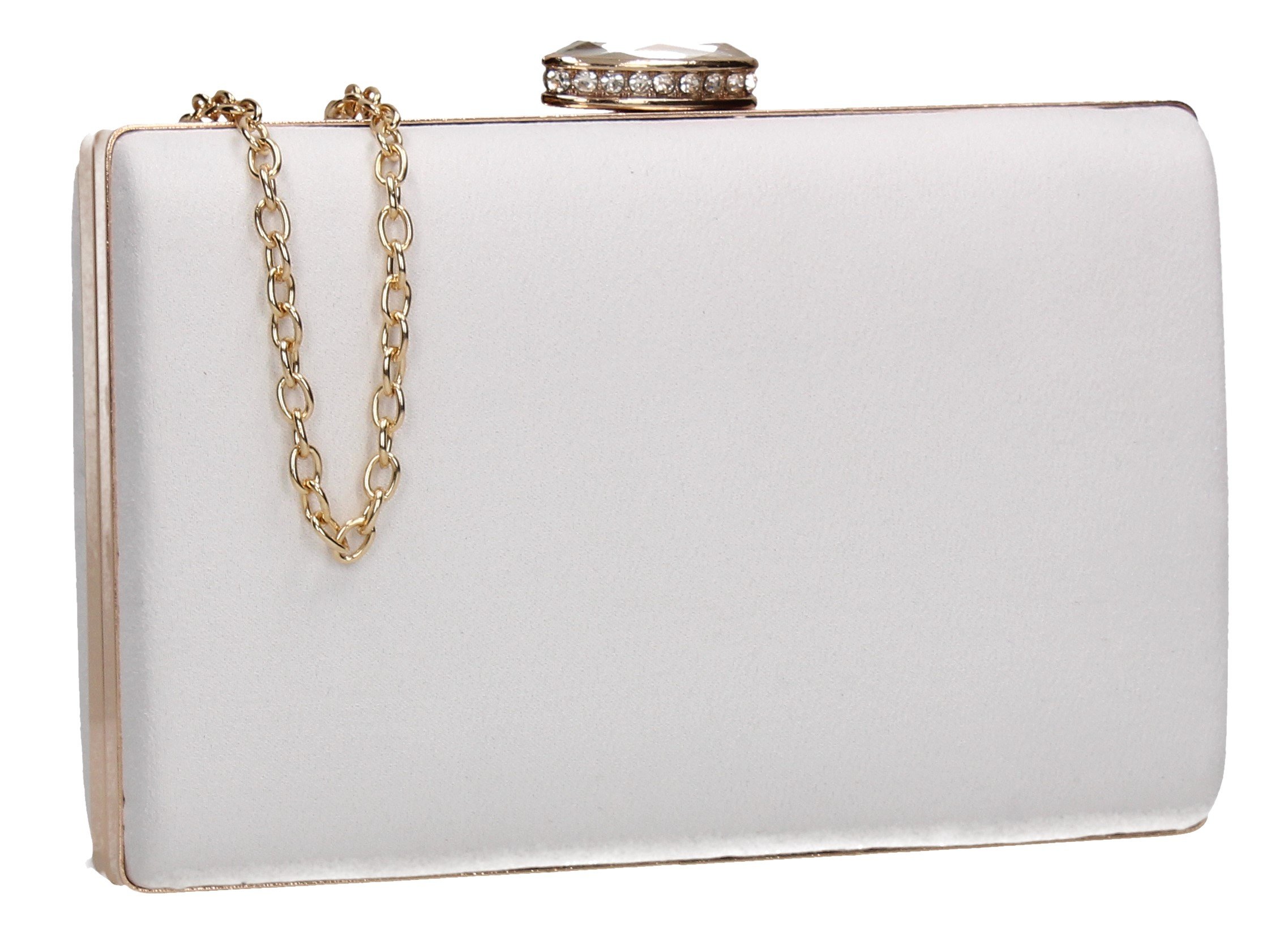 SwankySwans Surrey Suedette Velvet Womens Elegant Ladies Party Prom Wedding Bridal Box Clutch Bags (White)