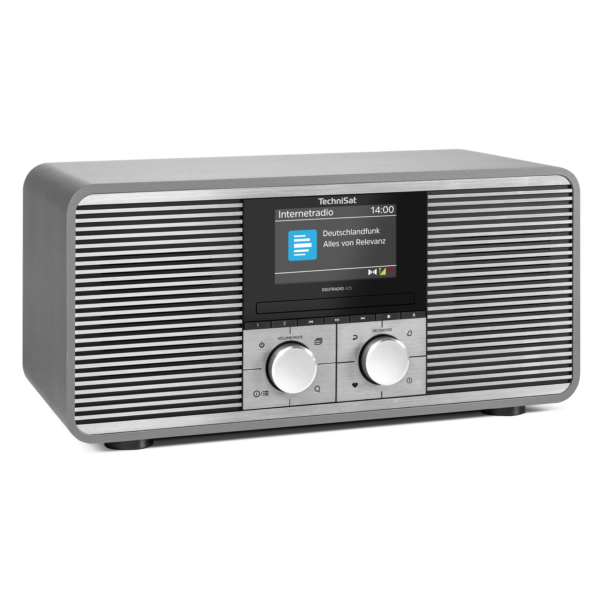 TechniSat DIGITRADIO 425 - Premium Radio mit 40 Watt Stereo Lautsprecher (DAB+, WLAN Internetradio, CD, Bluetooth, großes 4,3 Zoll Farbdisplay, Musik-Streaming, Front aus eloxiertem Aluminium)