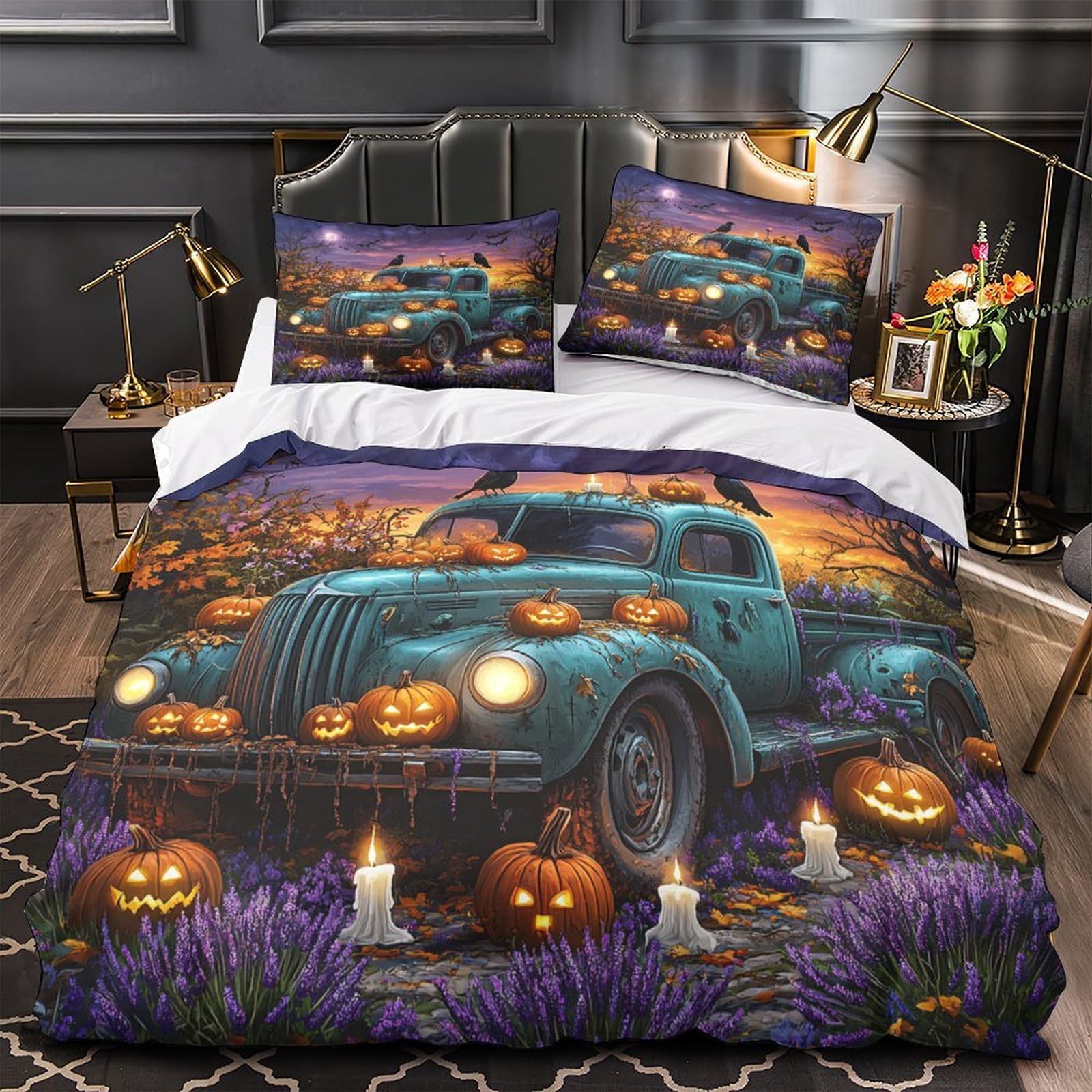 Parure de lit Halloween 140x200cm pour chambre enfant vintage