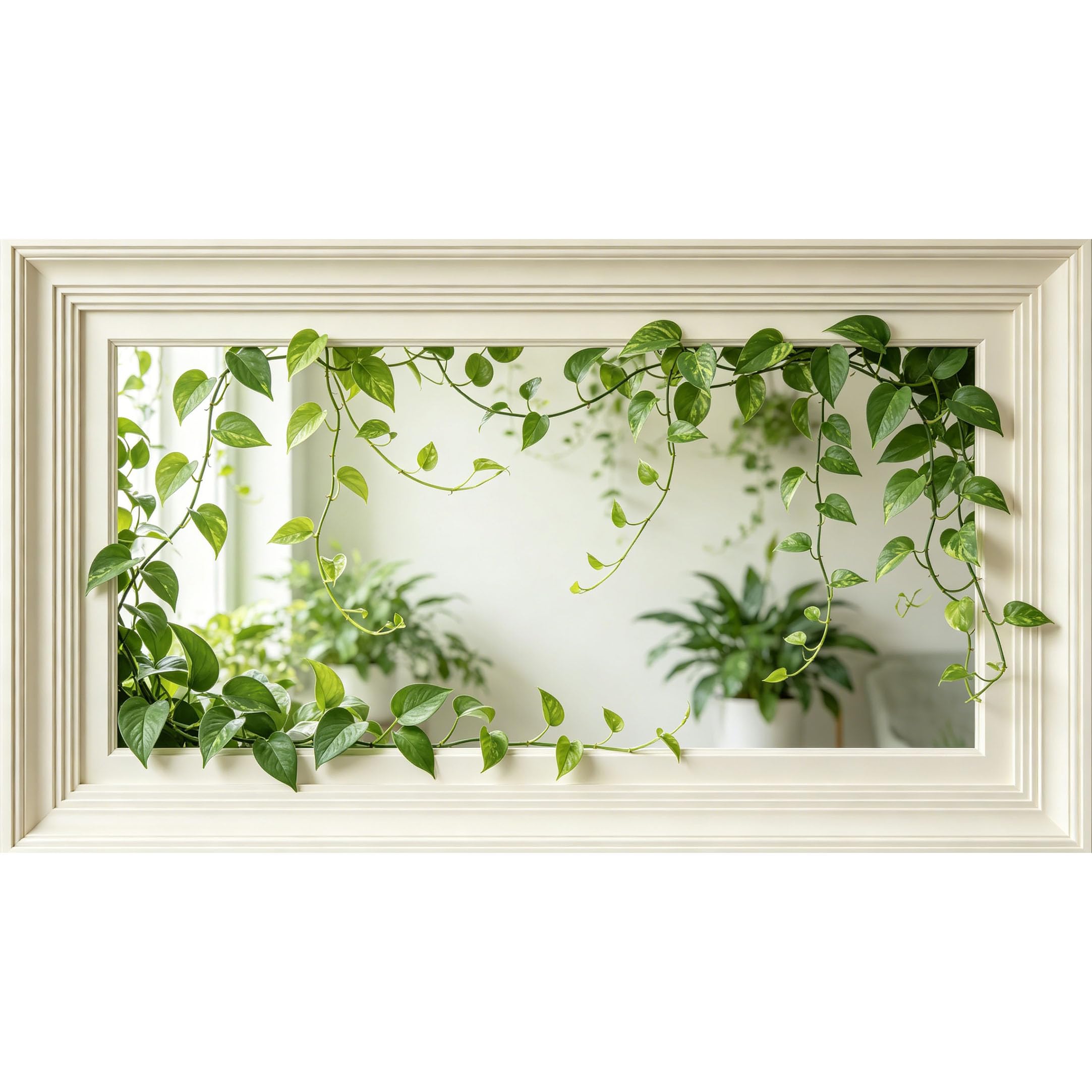 QZLITHOTIC 50×90cm3D Framed Wall Art， Hanging Vines Botanical Leaf Pattern SelfAdhesive Mural， WaterActivated Peel & Stick Fabric Decor Wall Decal for Bedroom Living Room