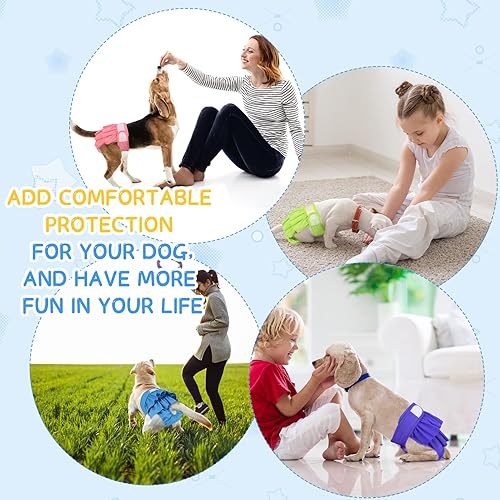 Miniatura 7 de Chenkaiyang Paquete de 4 pañales para perras, pañales lavables y reutilizables para cachorros, altamente absorbentes, cómodos pañales para perros en