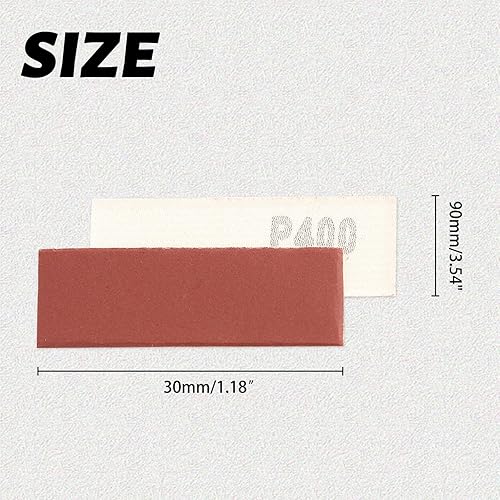 Miniatura 7 de SPEEDWOX 100 piezas de repuesto de lijado de detalles de 3.5 x 1.2 pulgadas, gancho y bucle, papel de lija de óxido de aluminio, grano 400, mini