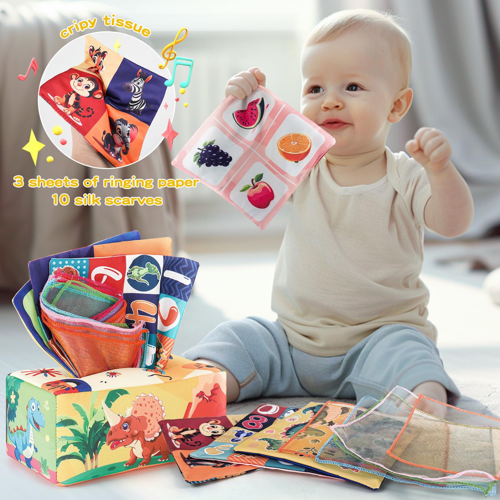 KADAYAYA Baby Toys 6 12 18 Months, Montessori Boys for Infant Toddler Rattles Teething Toy, Silicone Pull String Toys - Image 3