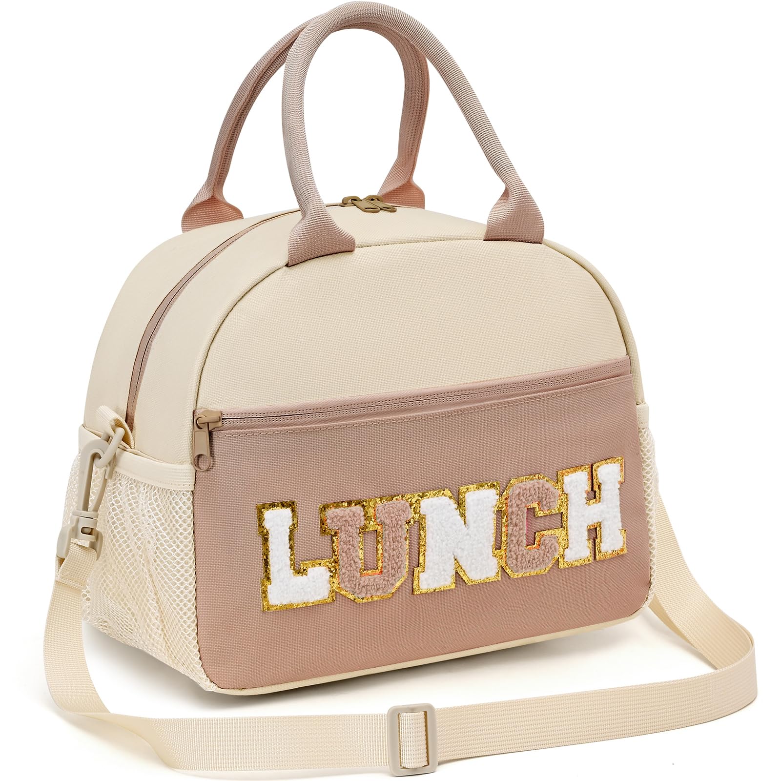 Beaulyn Preppy Girls Lunch Bag, Girls Insulated Lunch Box with 10L Large Capacity, 4 Pockets, Detachable Shoulder Strap & Sturdy Handle, Easy to Clean & Carry, Ideal Packed Lunchbox for Teens & Women โ image 1