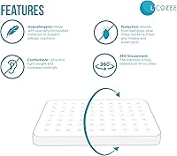 Vista 2 de L'COZEE - Funda de colchón impermeable con cremallera, protectora, transpirable, tamaño matrimonial, asegura el sueño