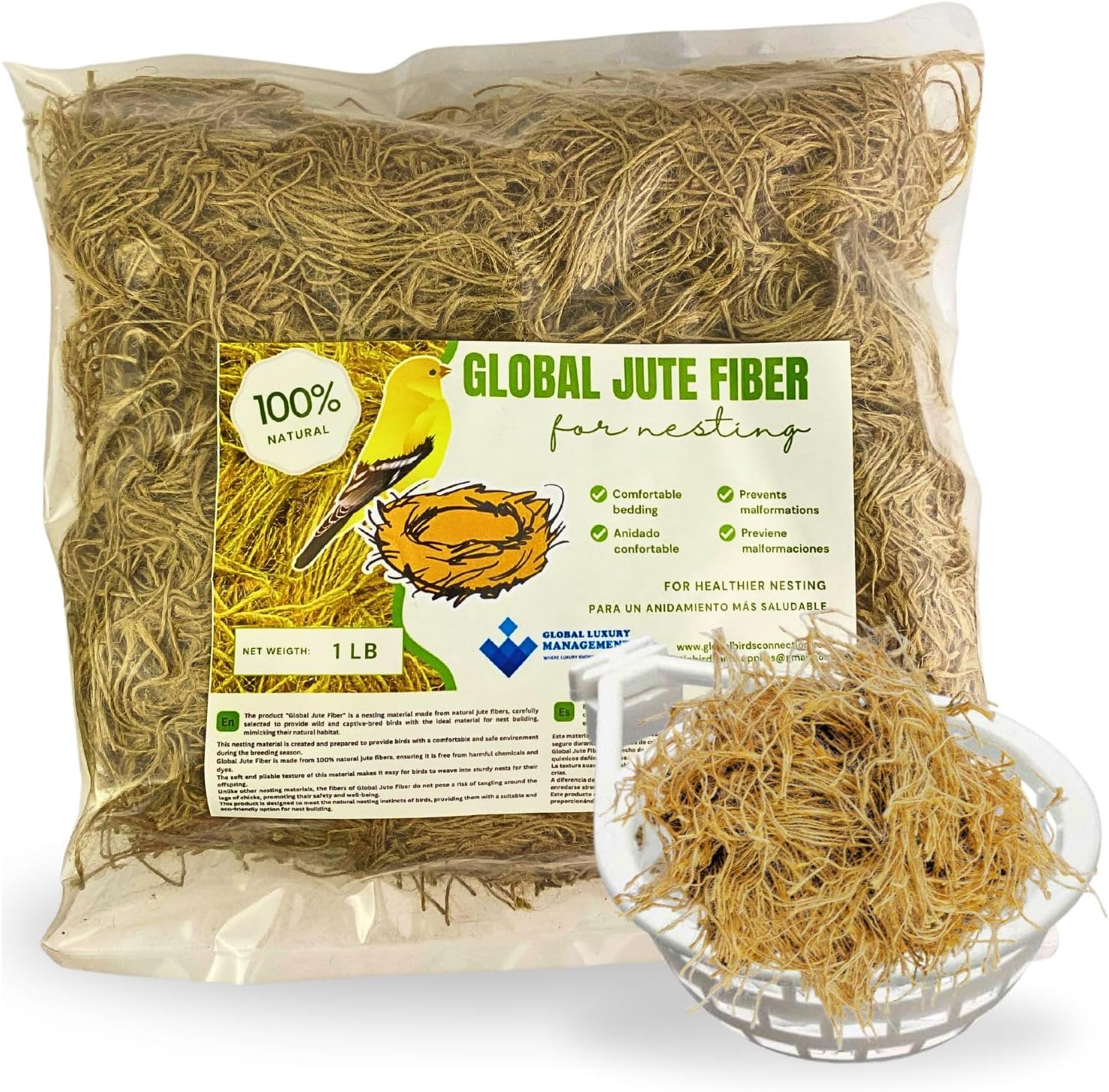 100% natural fiber jute material for bird nest, canary, finch, parakeet, exotic birds , nest box, nesting materials, Natural Bird Nesting Materials, mixing nesting material, cage supply.(1Lb)