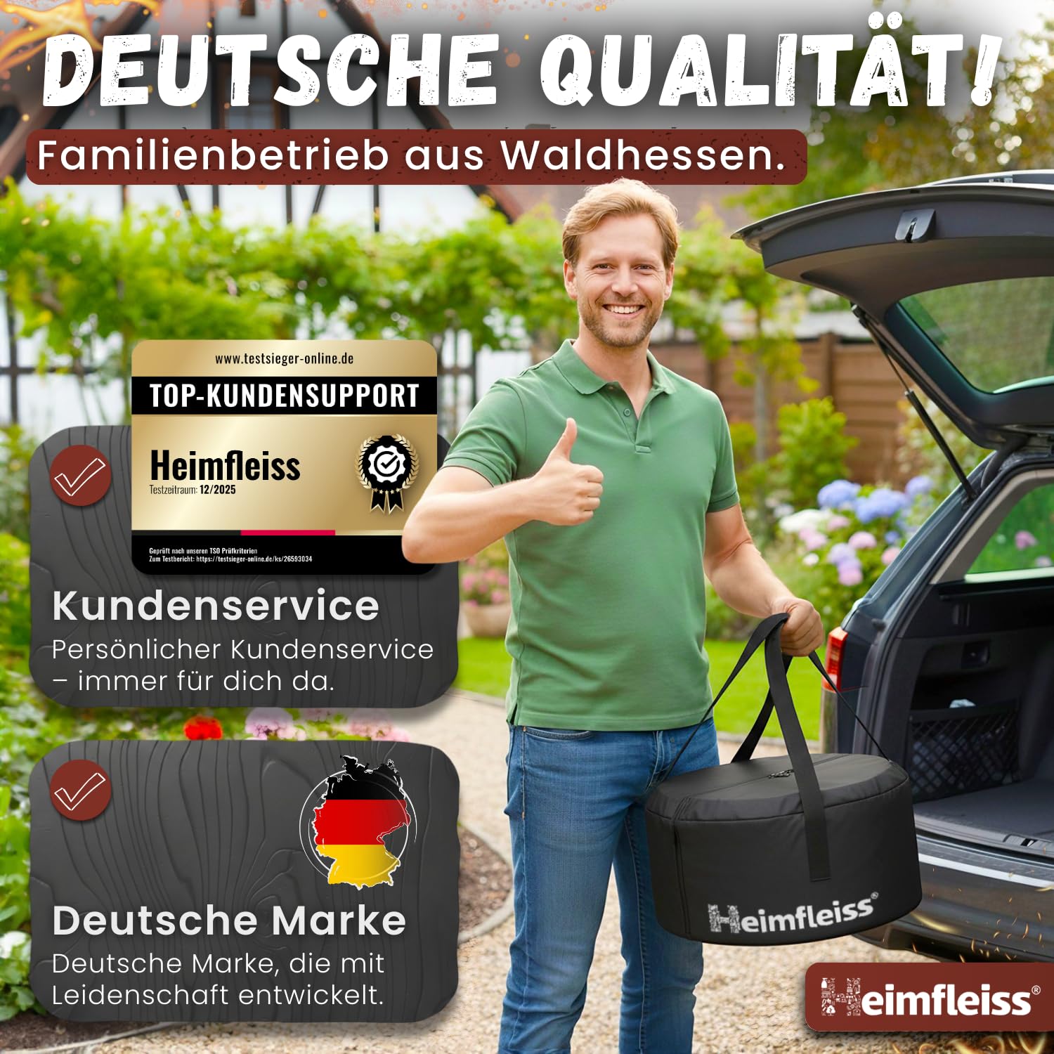 Heimfleiss® Rauchfreie Feuerschale Edelstahl Ø50cm Feuerkorb mit Grillrost für Garten Camping Balkon Terrasse