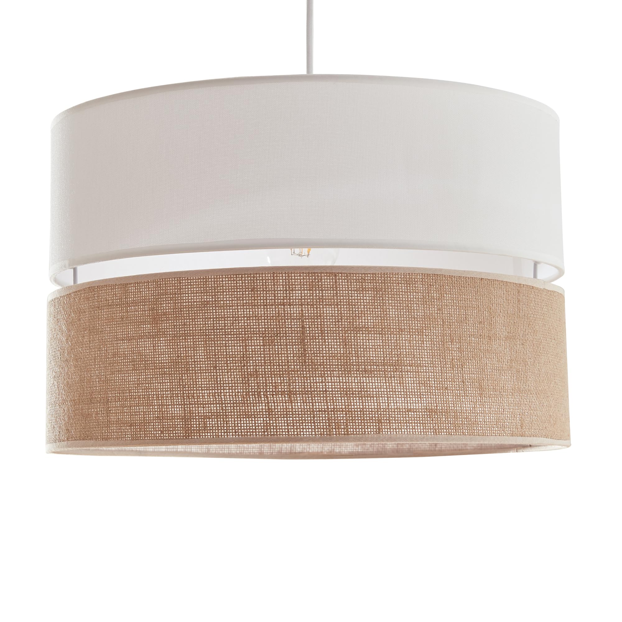 lux.pro Lámpara Colgante Barton Lámpara de Techo con Pantalla Doble Superpuesta E27 máx. 60 W Salón Oficina Despacho Metal 25xØ40 cm - Blanco/Efecto lino