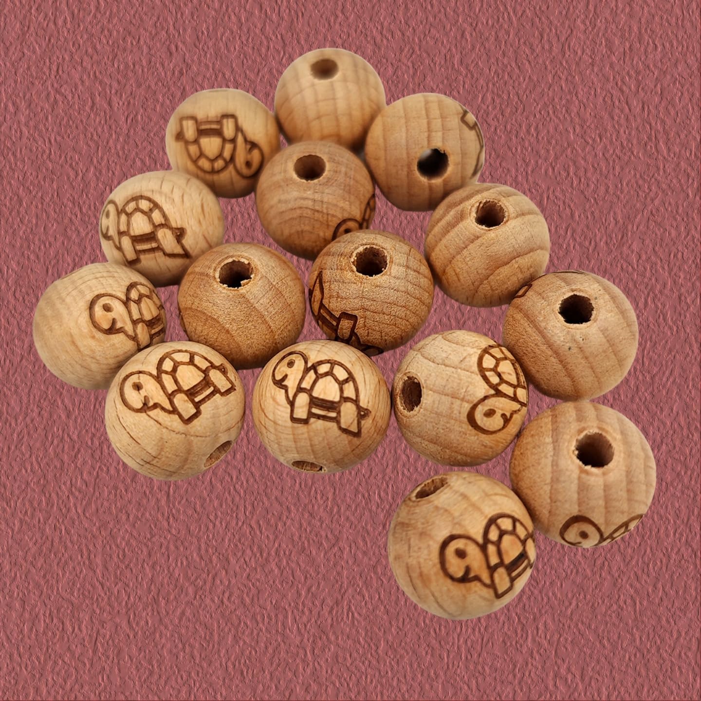 Okrągły koralik z drewna bukowego, okrągły koralik, 18 mm, okrągłe, drewniane, nadrukowane wzory, żółw, perłowe koraliki do wykończenia, brelok, DIY, naszyjnik, biżuteria, ręcznie robione